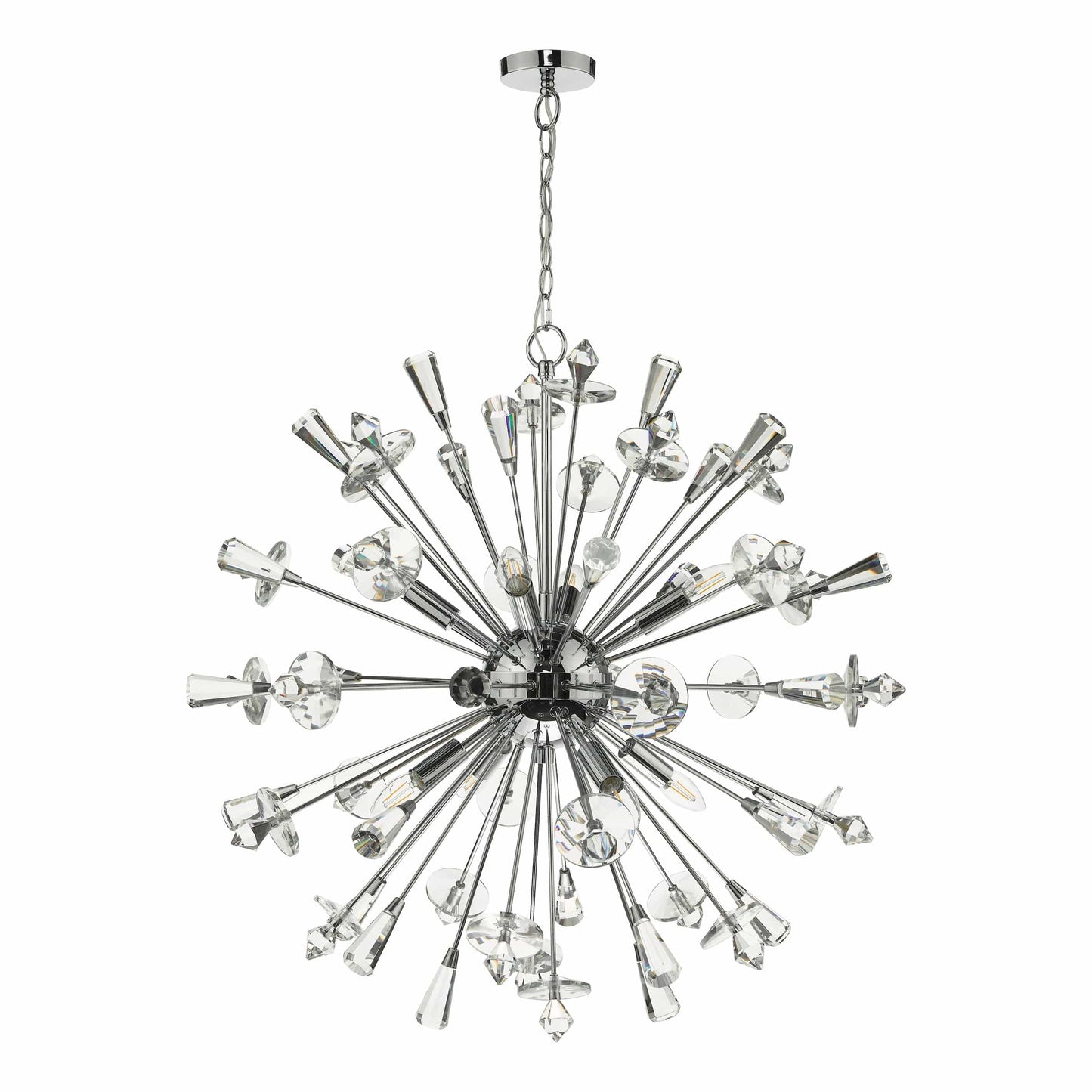 dar lighting Exodus 8 Light Pendant Polished Chrome Crystal EXO0850