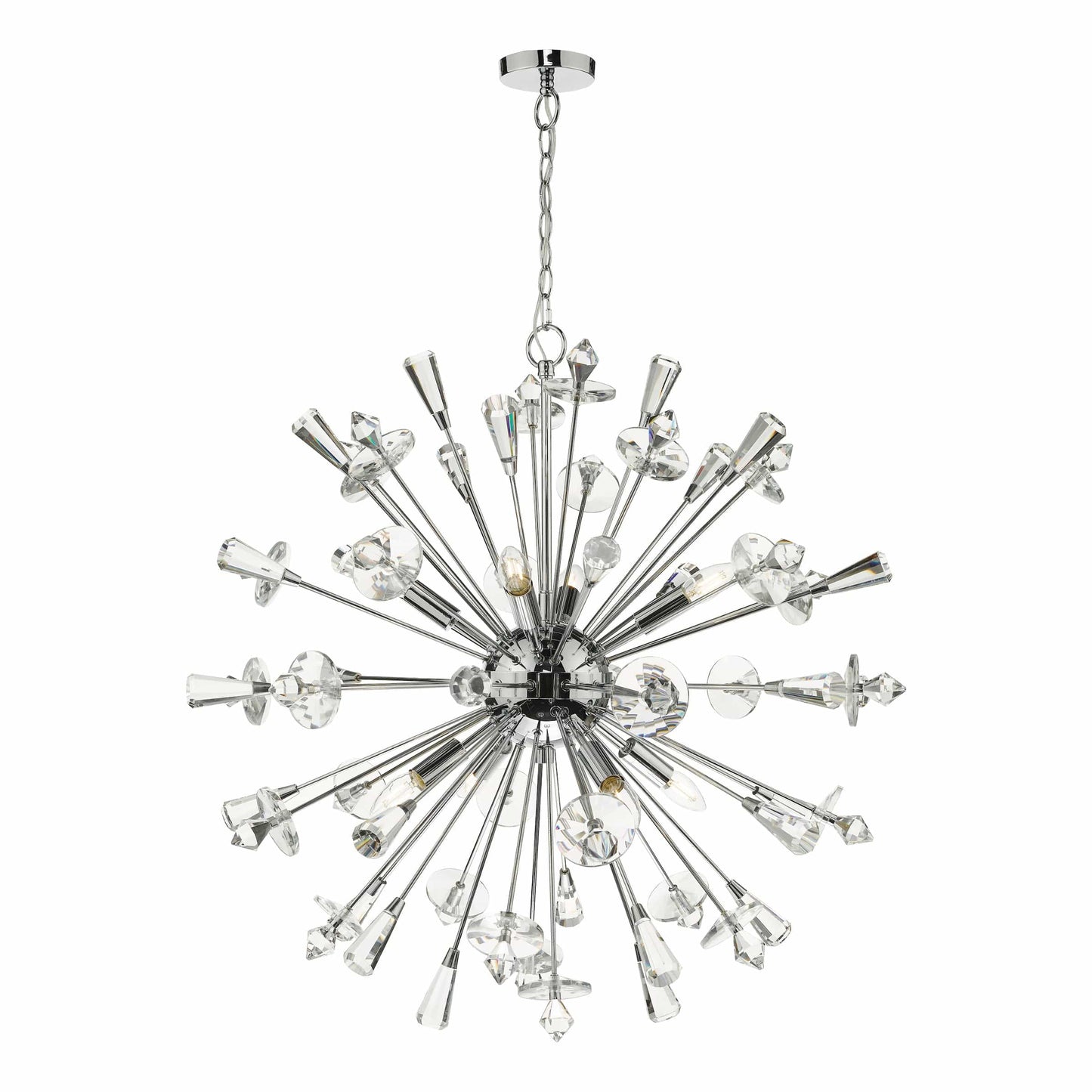 dar lighting Exodus 8 Light Pendant Polished Chrome Crystal EXO0850