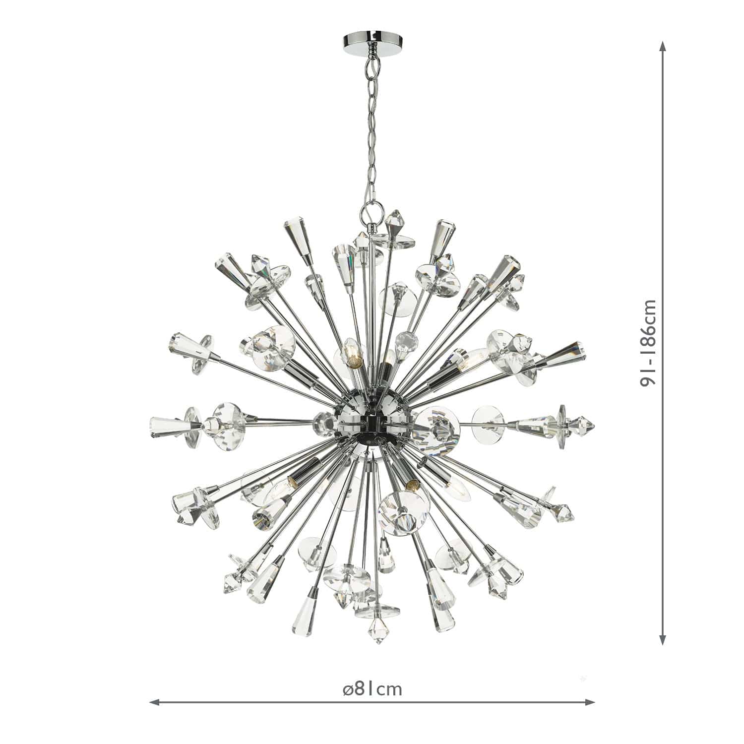 dar lighting Exodus 8 Light Pendant Polished Chrome Crystal EXO0850