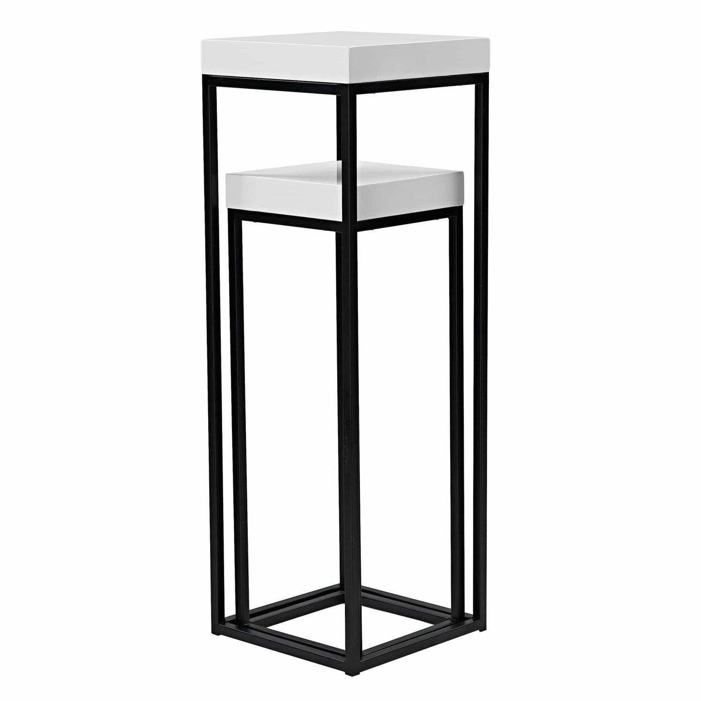 dar lighting Fabio Nest of 2 Plant Stands White Gloss Top 001FAB002