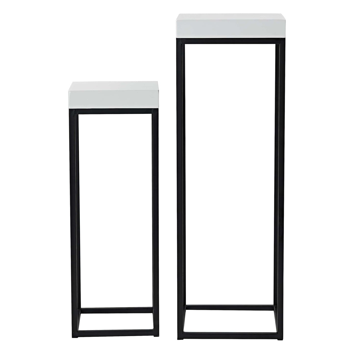 dar lighting Fabio Nest of 2 Plant Stands White Gloss Top 001FAB002