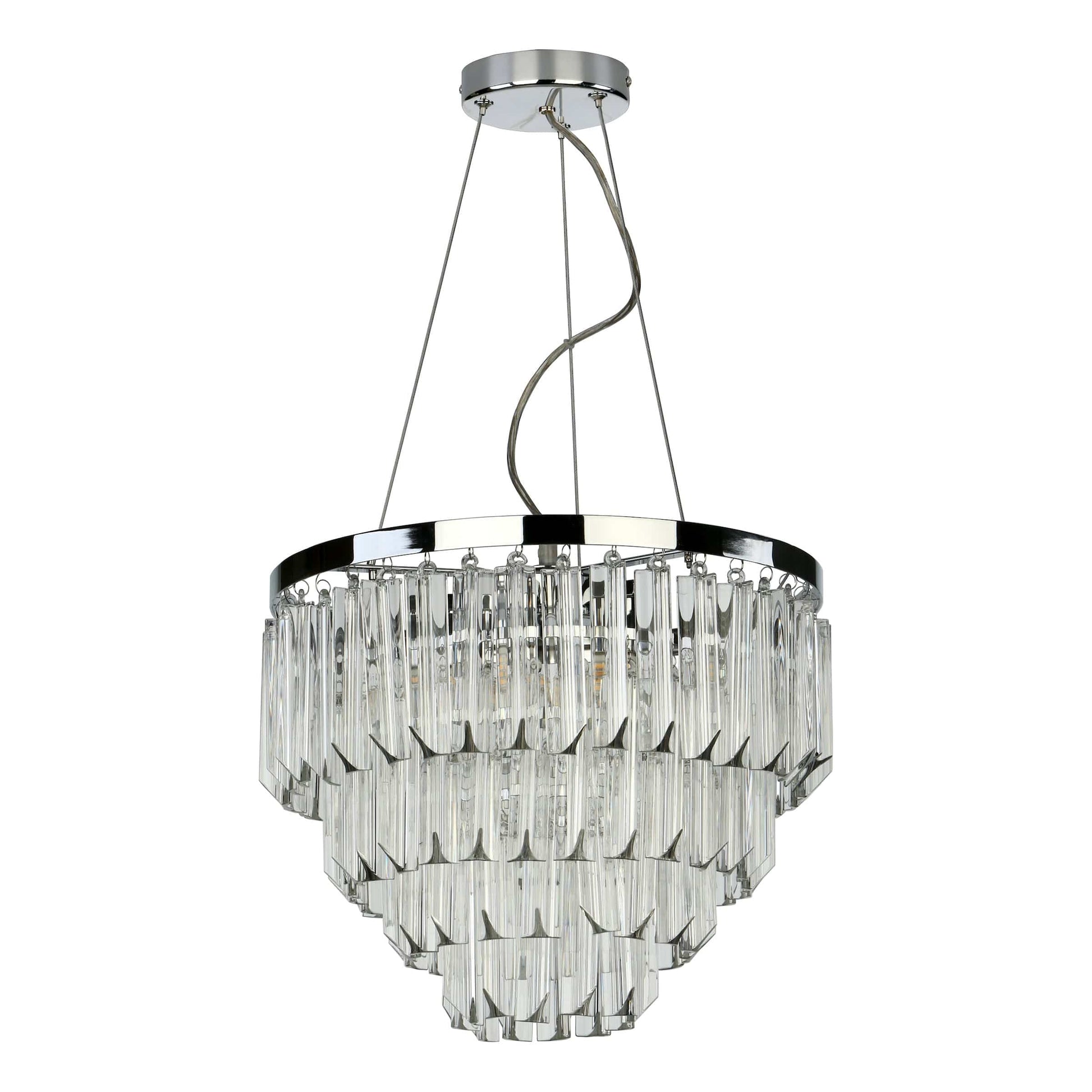 dar lighting Fame 5 Light Pendant Polished Chrome Glass FAM0538