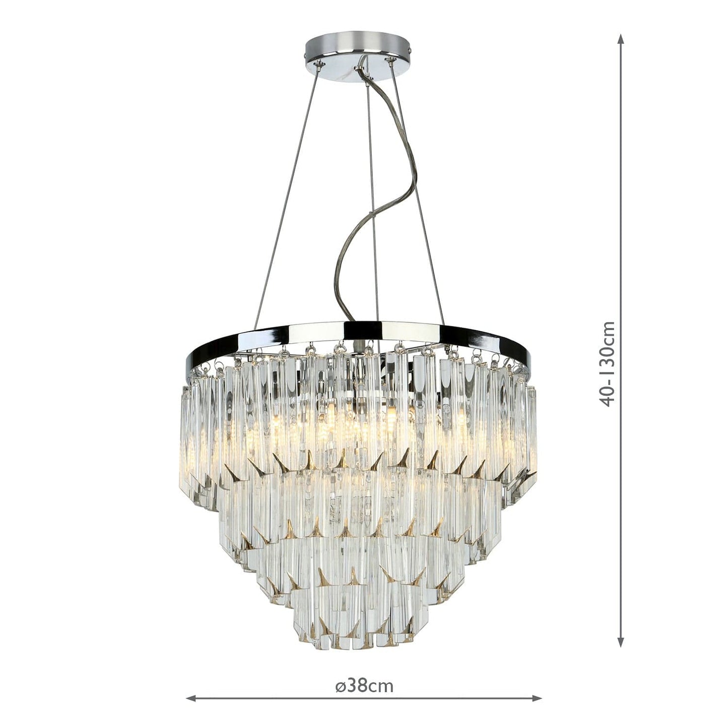 dar lighting Fame 5 Light Pendant Polished Chrome Glass FAM0538