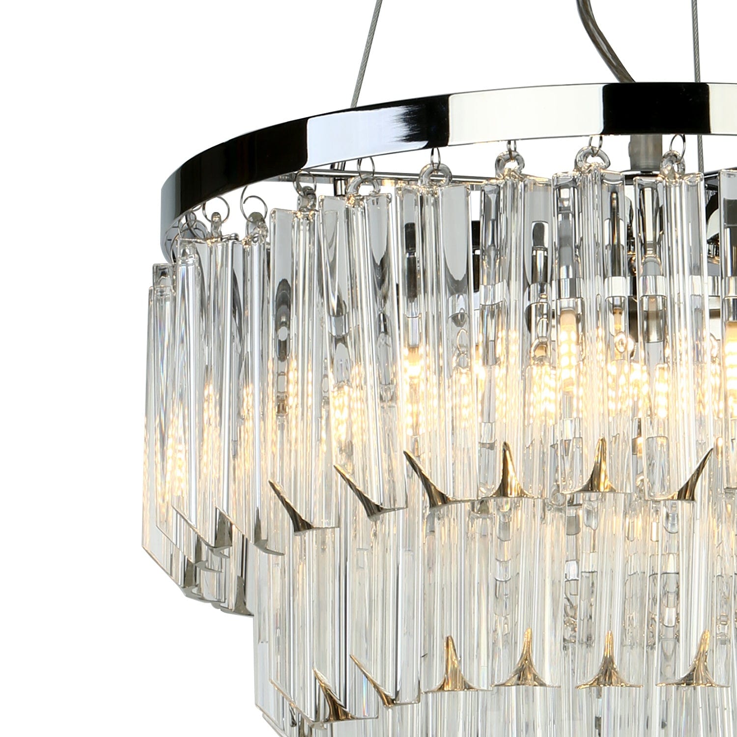 dar lighting Fame 5 Light Pendant Polished Chrome Glass FAM0538