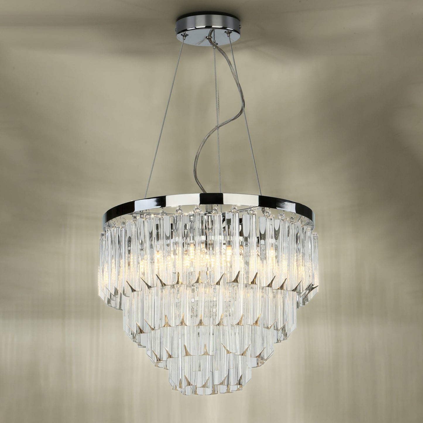 dar lighting Fame 5 Light Pendant Polished Chrome Glass FAM0538