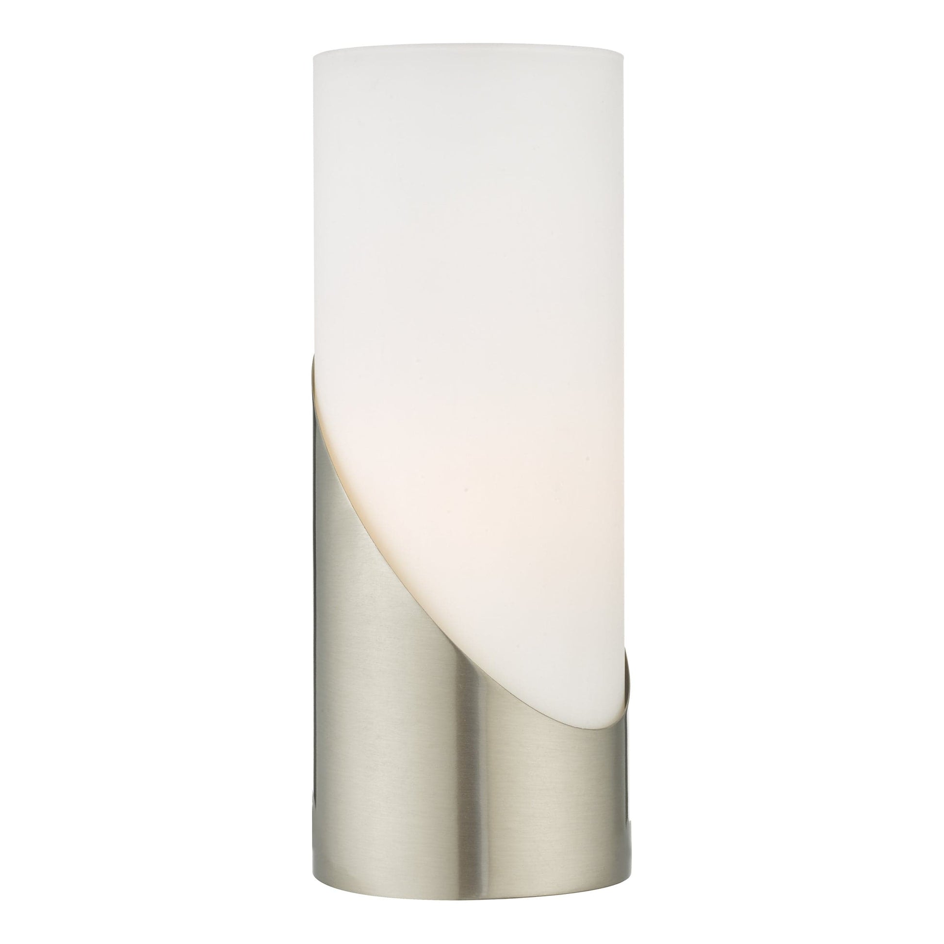 dar lighting Faris Touch Table Lamp Satin Nickel Opal Glass FAR4246