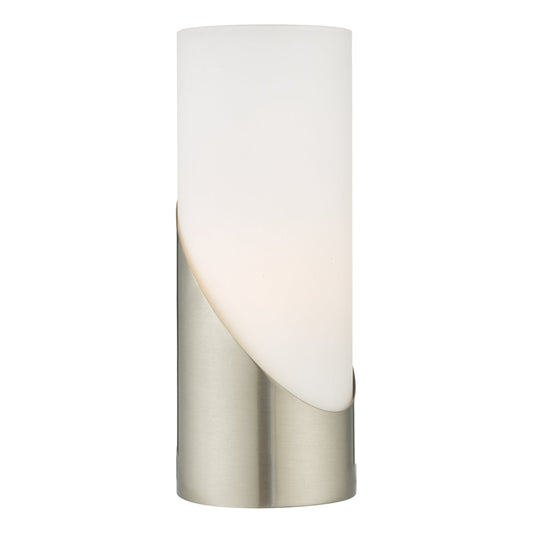 dar lighting Faris Touch Table Lamp Satin Nickel Opal Glass FAR4246