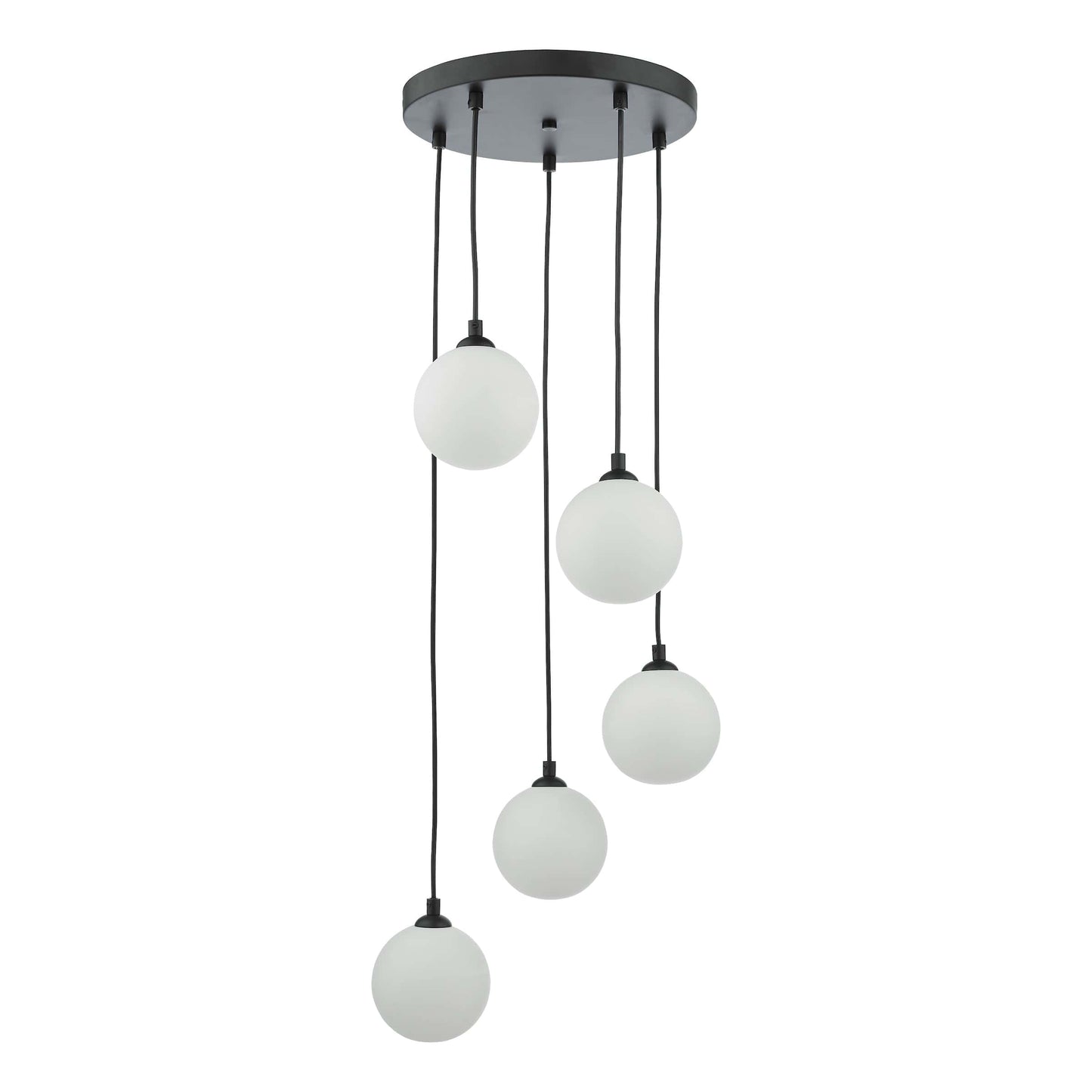 dar lighting Federico 5 Light Cluster Pendant Black Opal Glass FED0522-02