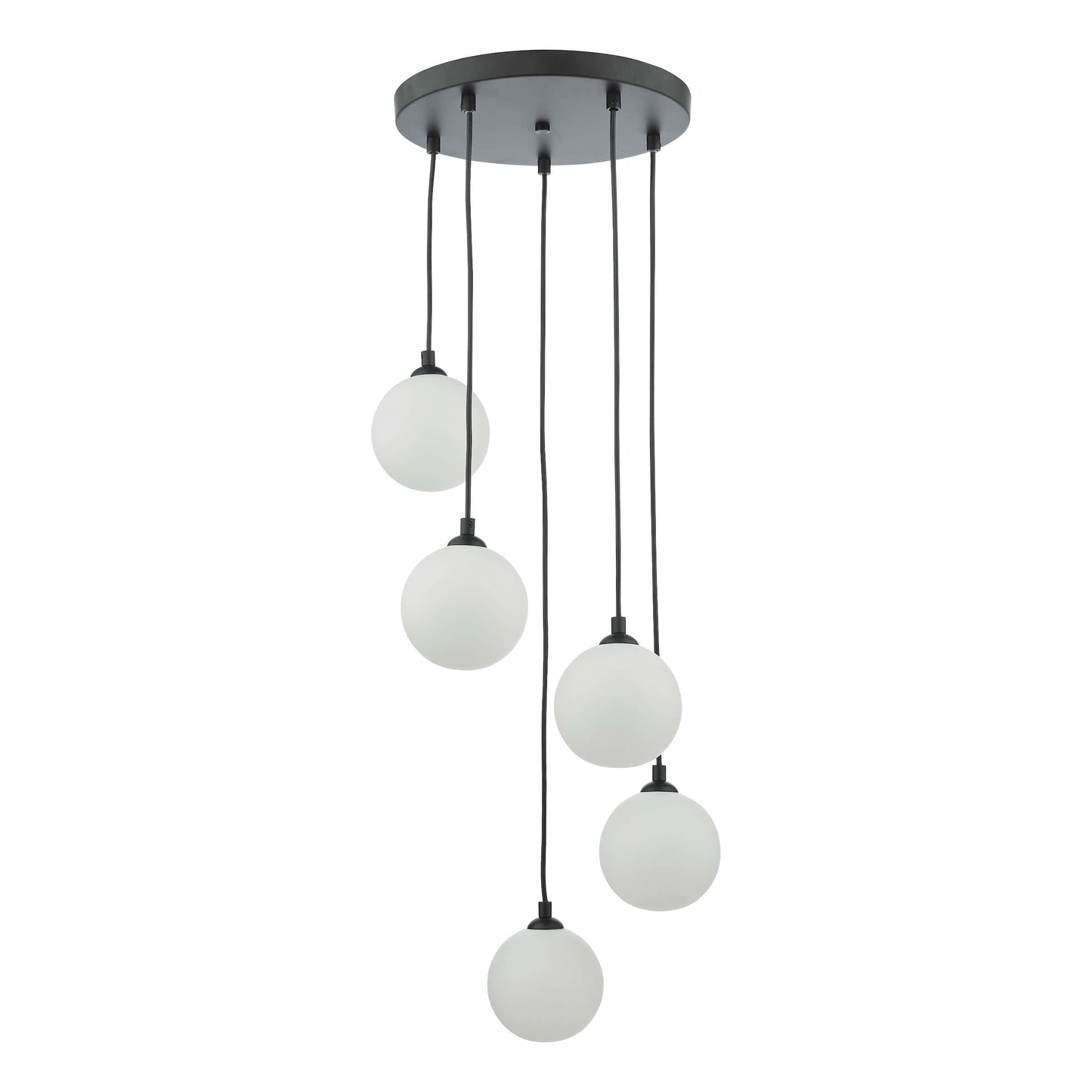 dar lighting Federico 5 Light Cluster Pendant Black Opal Glass FED0522-02