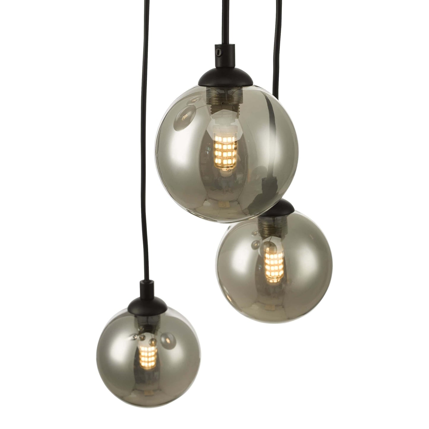 dar lighting Federico 5 Light Cluster Pendant Black Smoked Glass FED0522-01