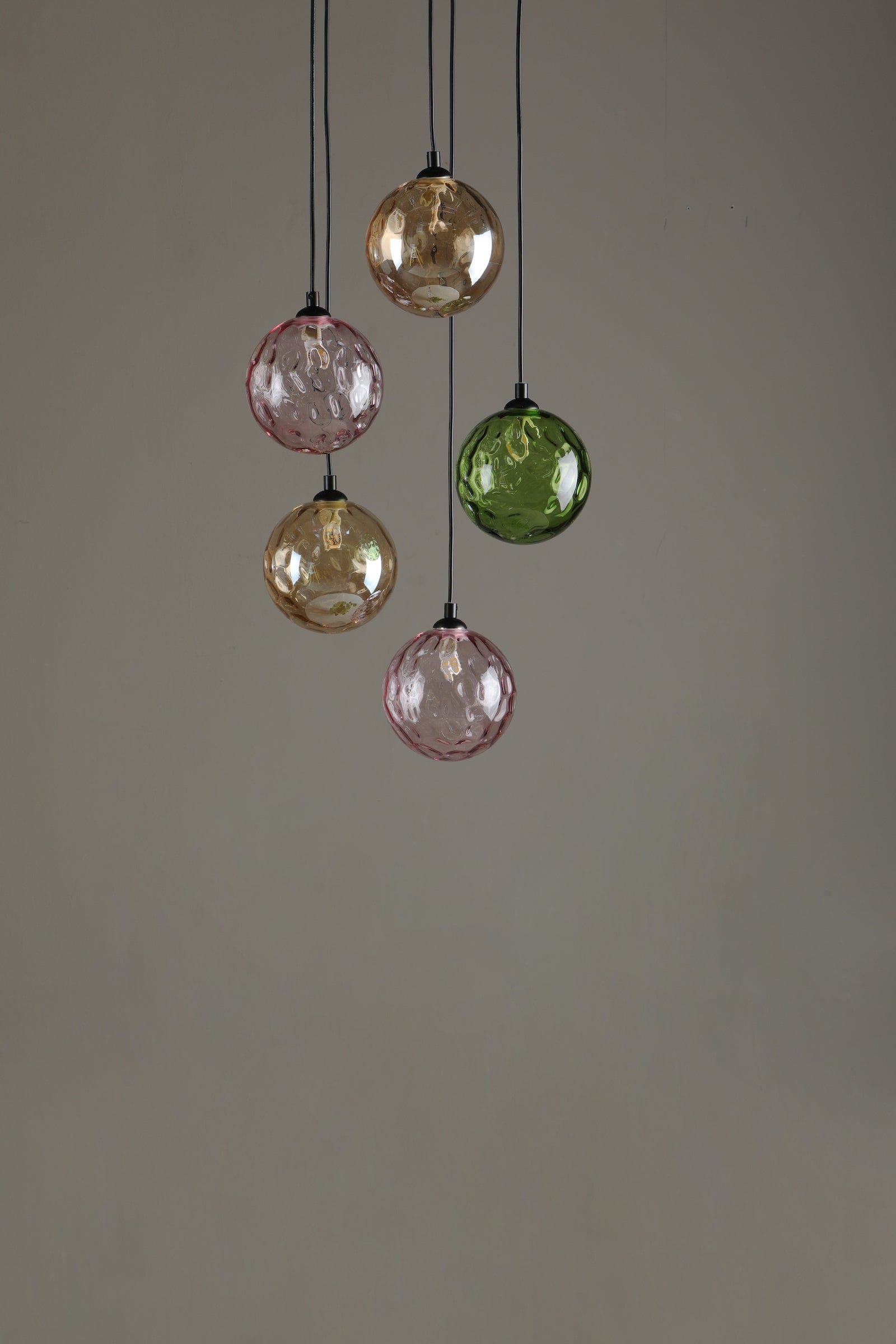 dar lighting Federico 5 Light Cluster Pendant Matt Black Mixed Coloured Glass FED0522-MIX