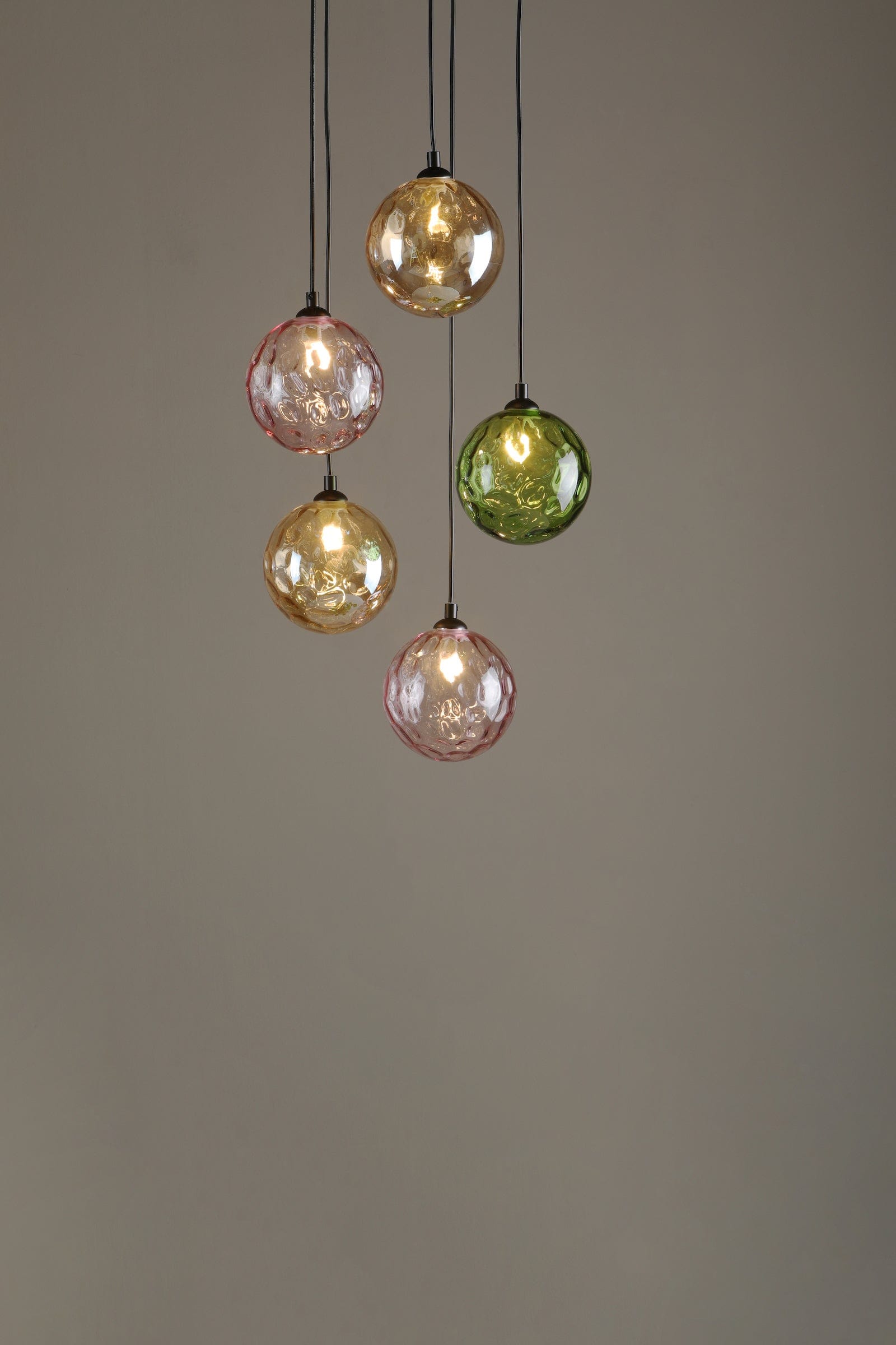 dar lighting Federico 5 Light Cluster Pendant Matt Black Mixed Coloured Glass FED0522-MIX