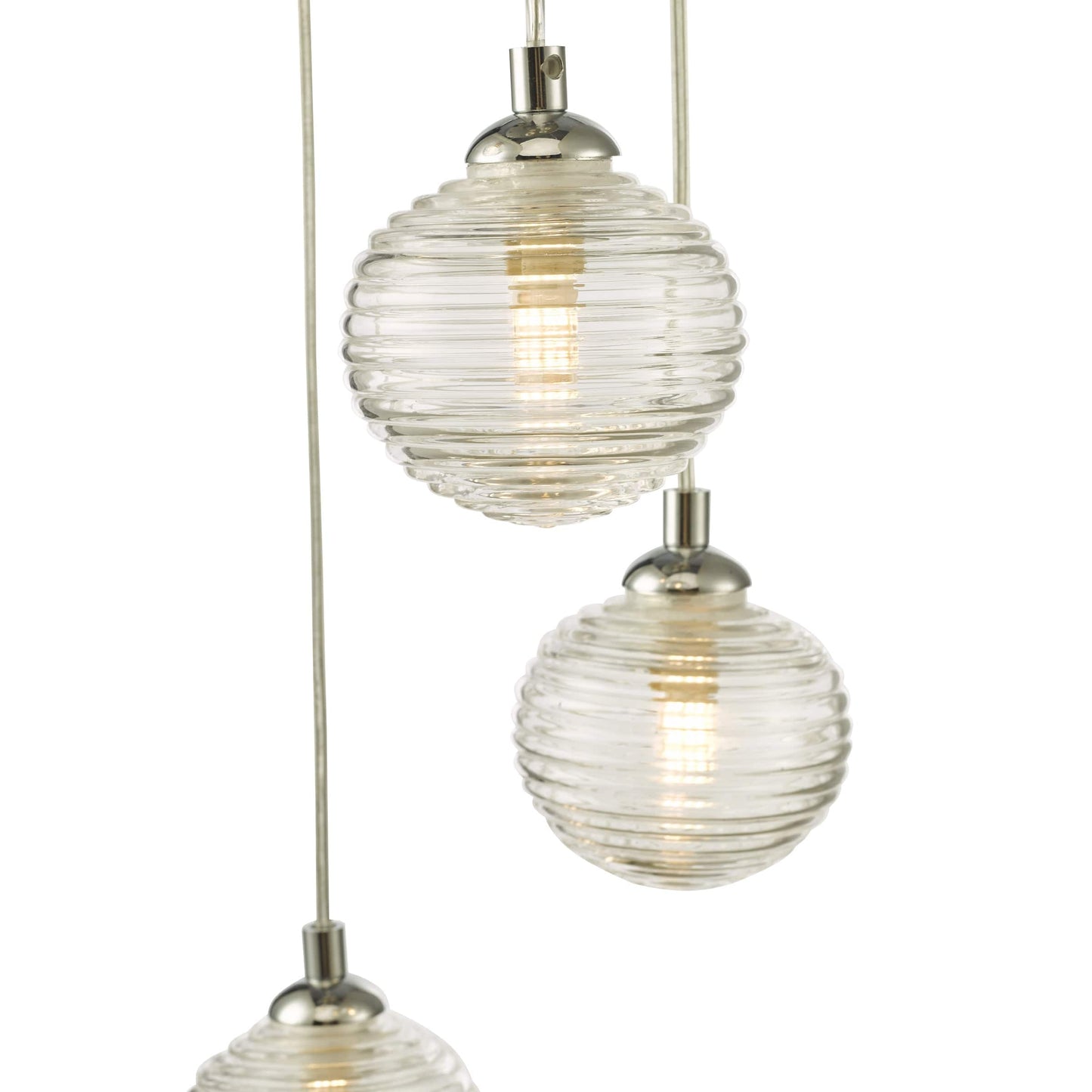 dar lighting Federico 5 Light Cluster Pendant Polished Chrome Clear Ribbed Glass FED0550-08