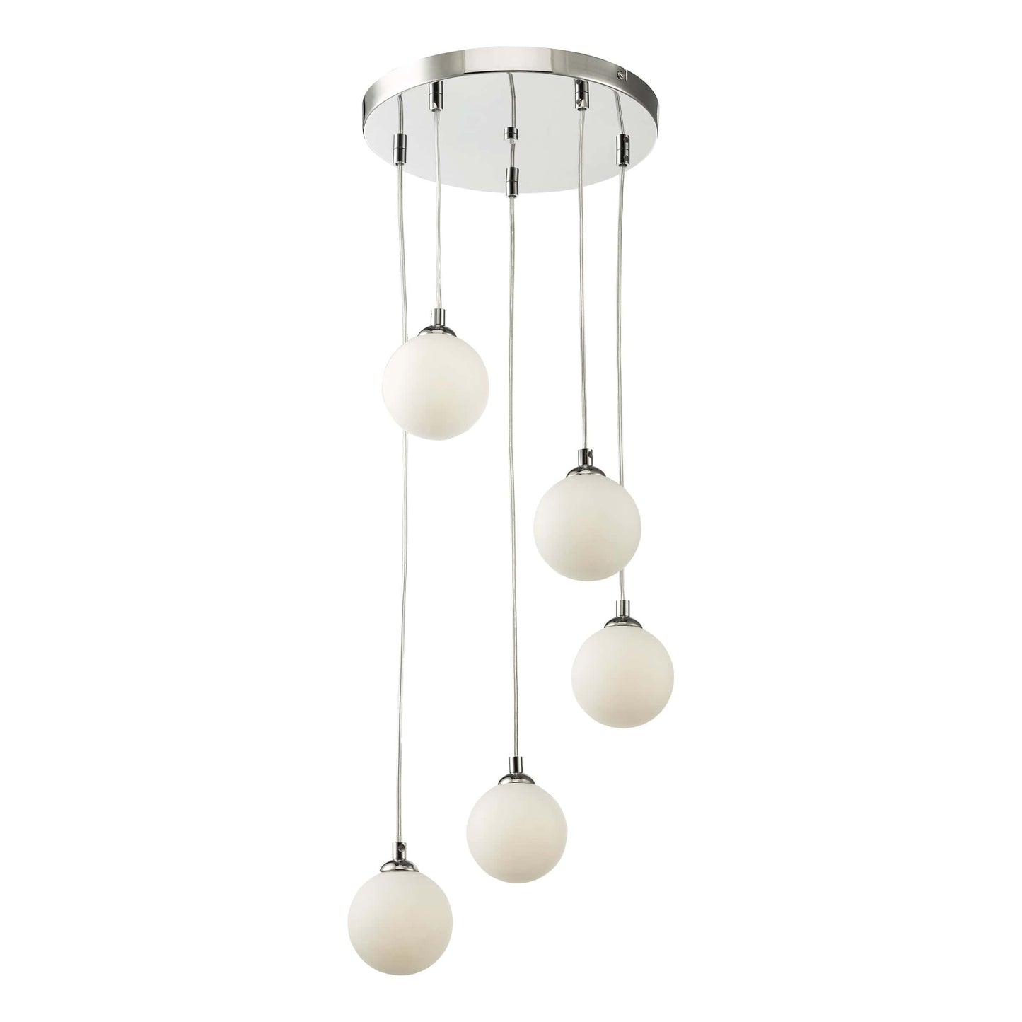 dar lighting Federico 5 Light Cluster Pendant Polished Chrome Opal Glass FED0550-02