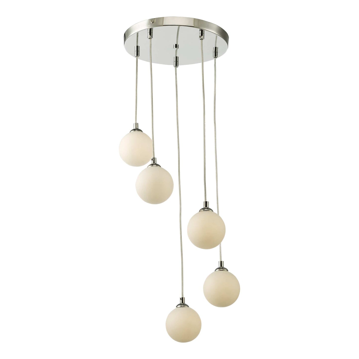 dar lighting Federico 5 Light Cluster Pendant Polished Chrome Opal Glass FED0550-02