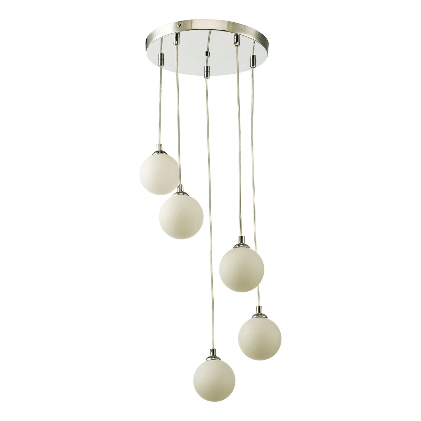 dar lighting Federico 5 Light Cluster Pendant Polished Chrome Opal Glass FED0550-02