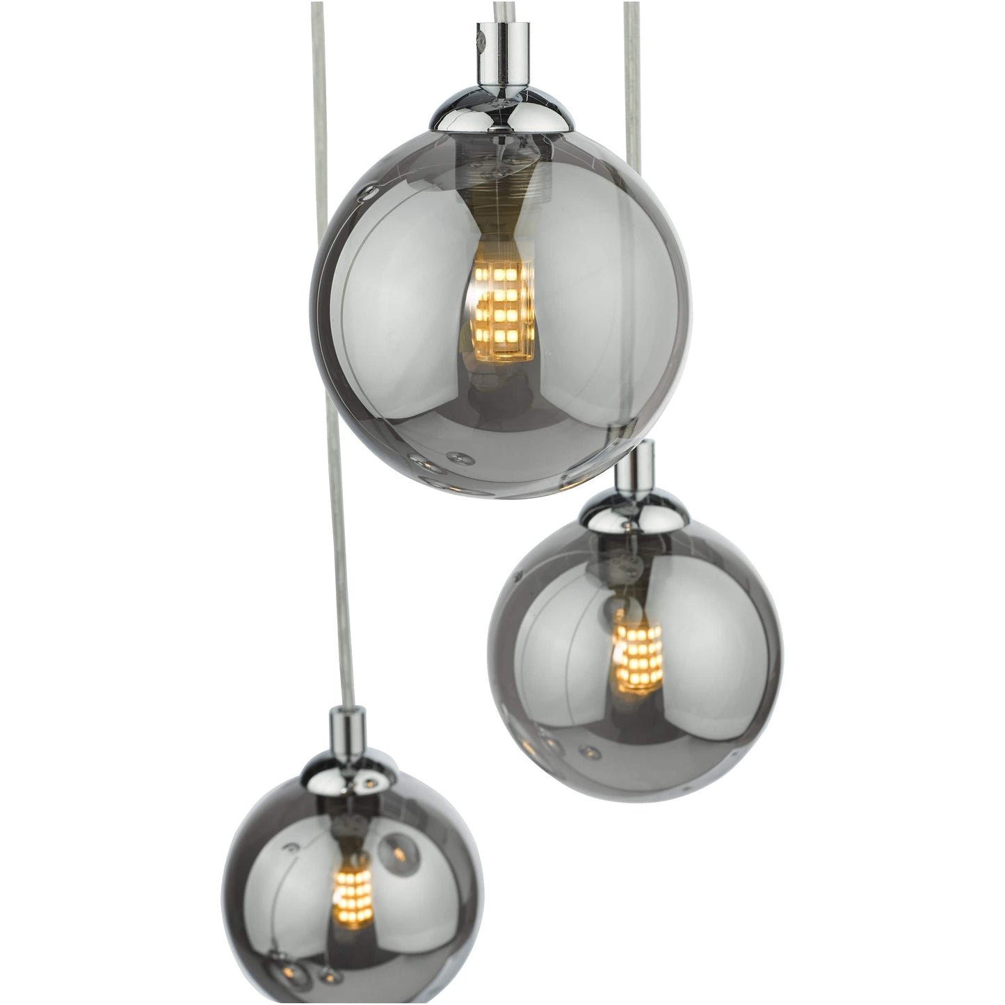 dar lighting Federico 5 Light Cluster Pendant Polished Chrome Smoked Glass FED0550-01