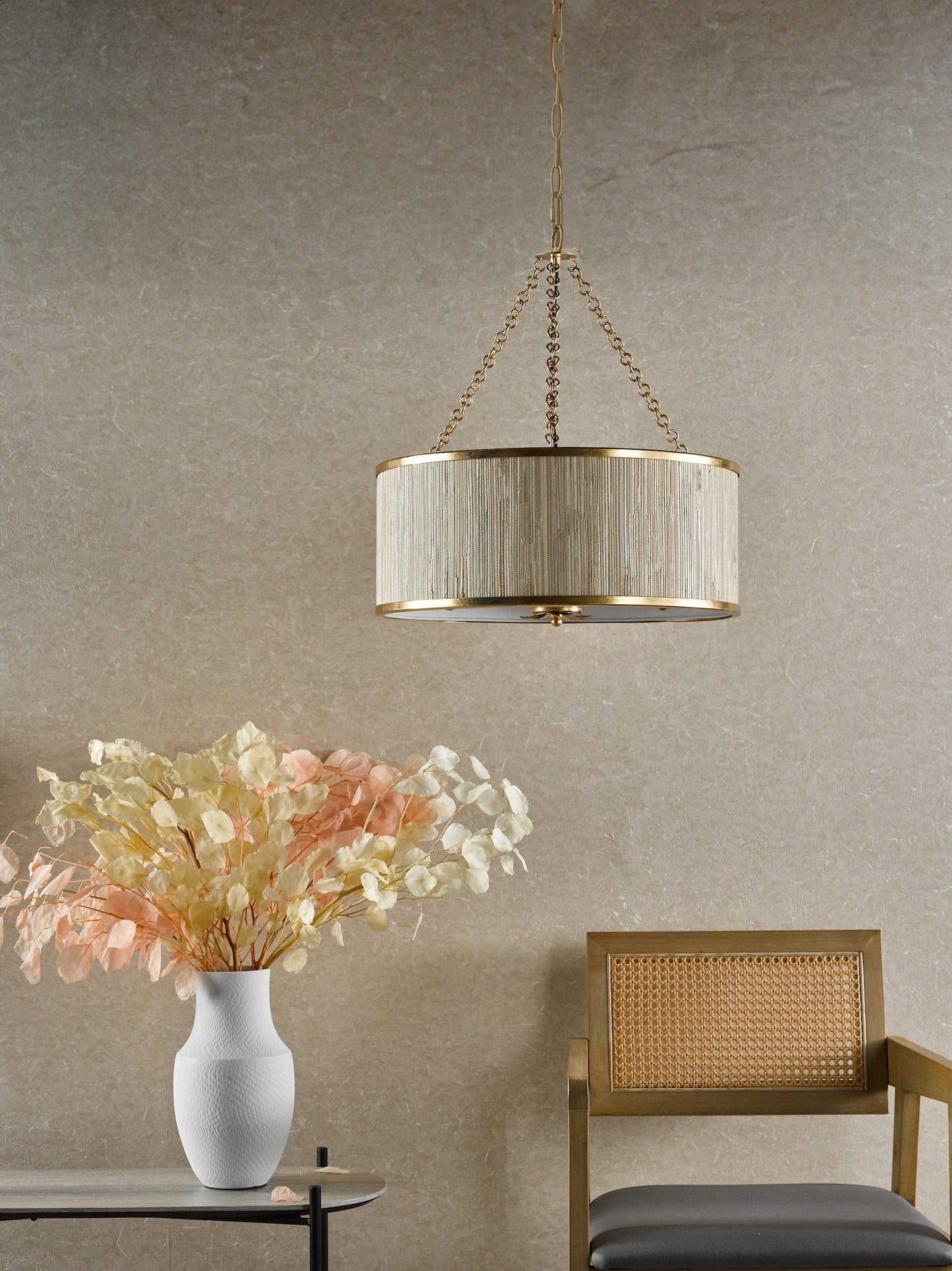 dar lighting Fenella 5 Light Pendant Gold Leaf FEN0535