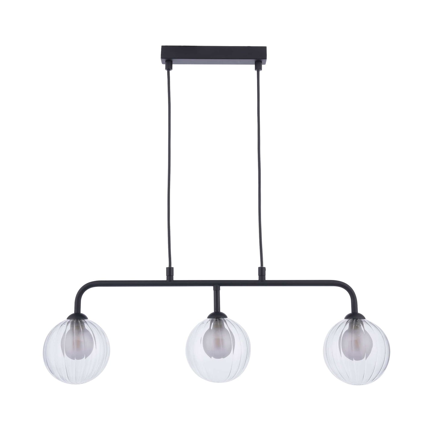 dar lighting Feya 3 Light Bar Pendant Matt Black & Clear/Opal Glass FEY6222-20