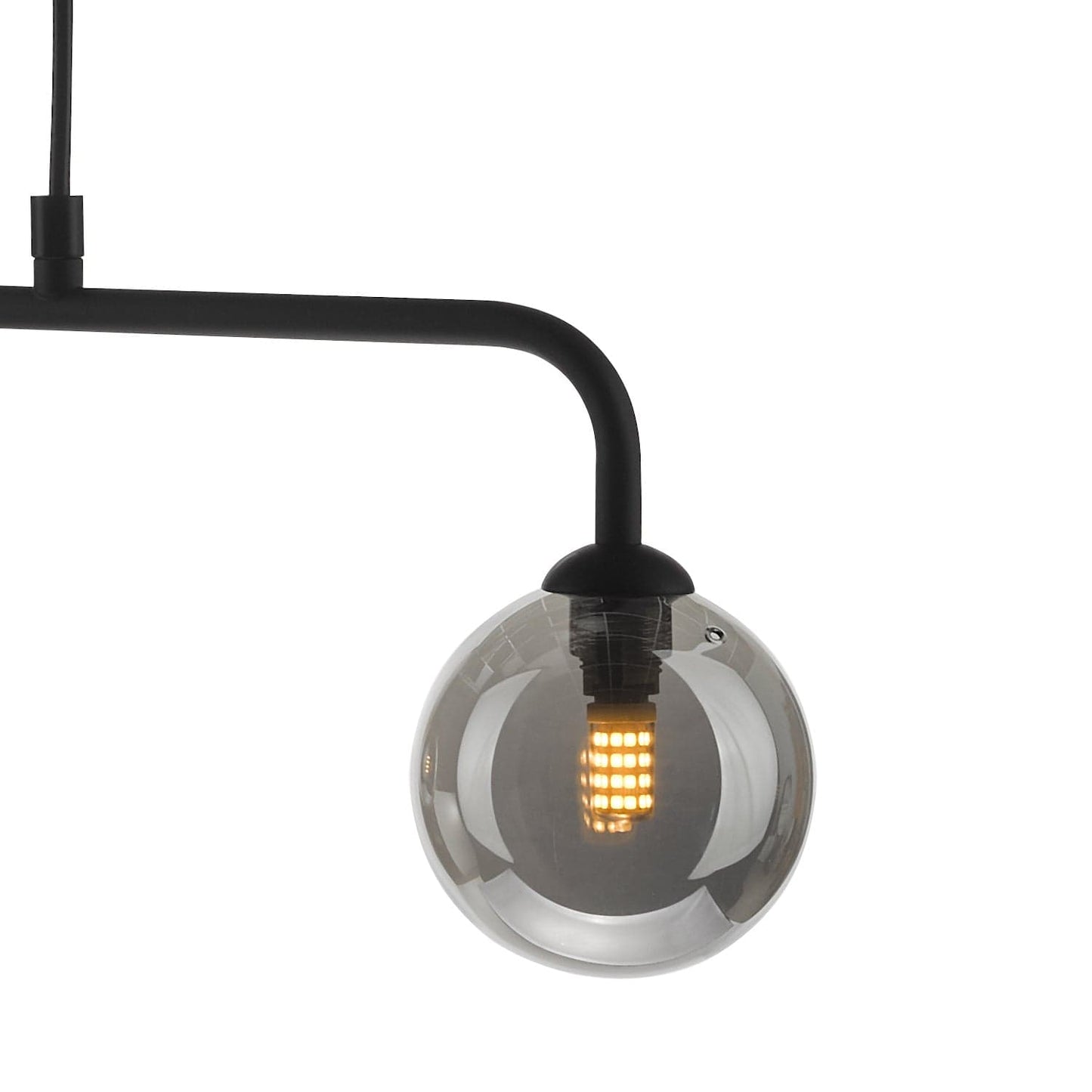 dar lighting Feya 3 Light Bar Pendant Matt Black Smoked Glass FEY6222-01