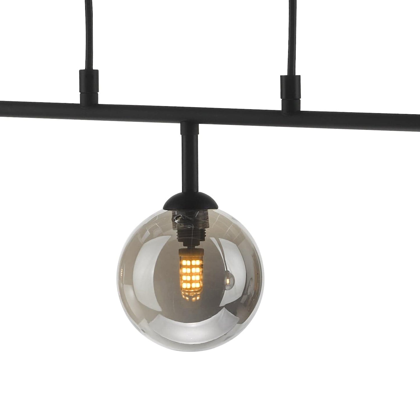 dar lighting Feya 3 Light Bar Pendant Matt Black Smoked Glass FEY6222-01