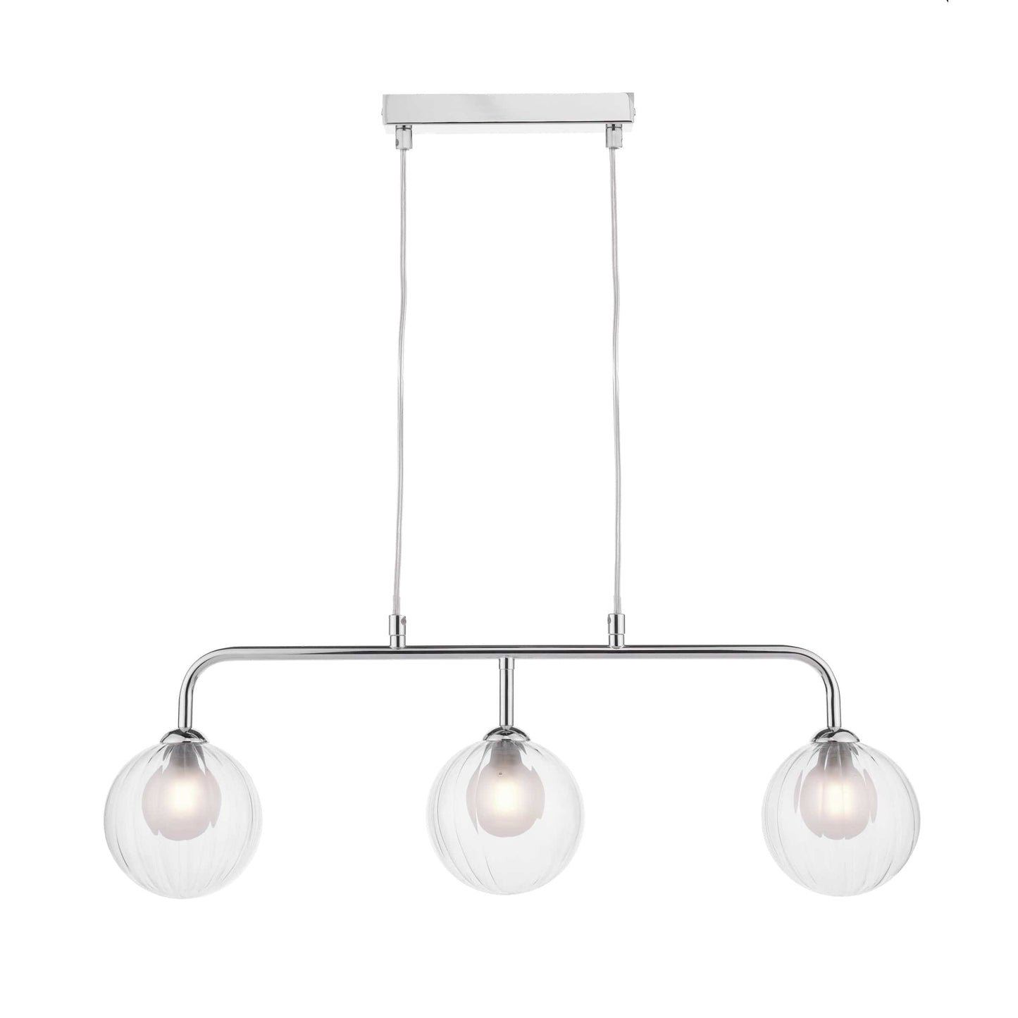 dar lighting Feya 3 Light Bar Pendant Polished Chrome & Clear/Opal Glass FEY6250-20