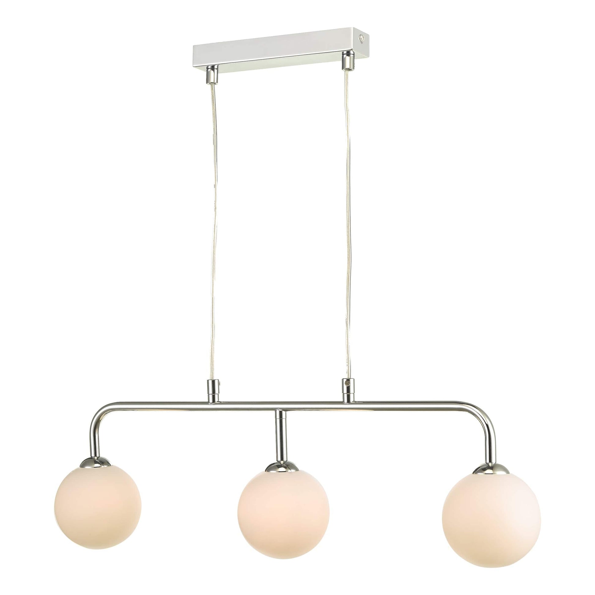 dar lighting Feya 3 Light Bar Pendant Polished Chrome Opal Glass FEY6250-02