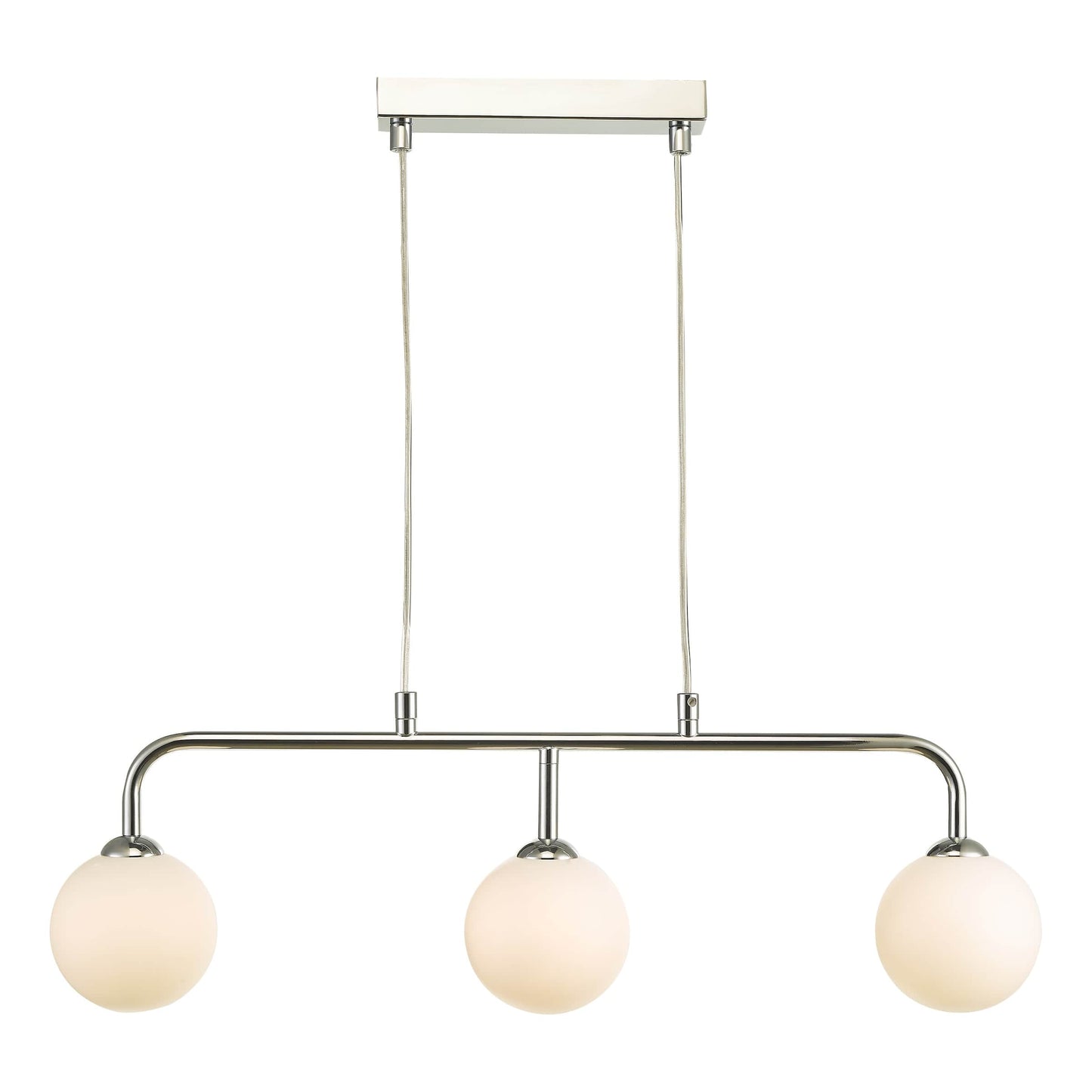 dar lighting Feya 3 Light Bar Pendant Polished Chrome Opal Glass FEY6250-02