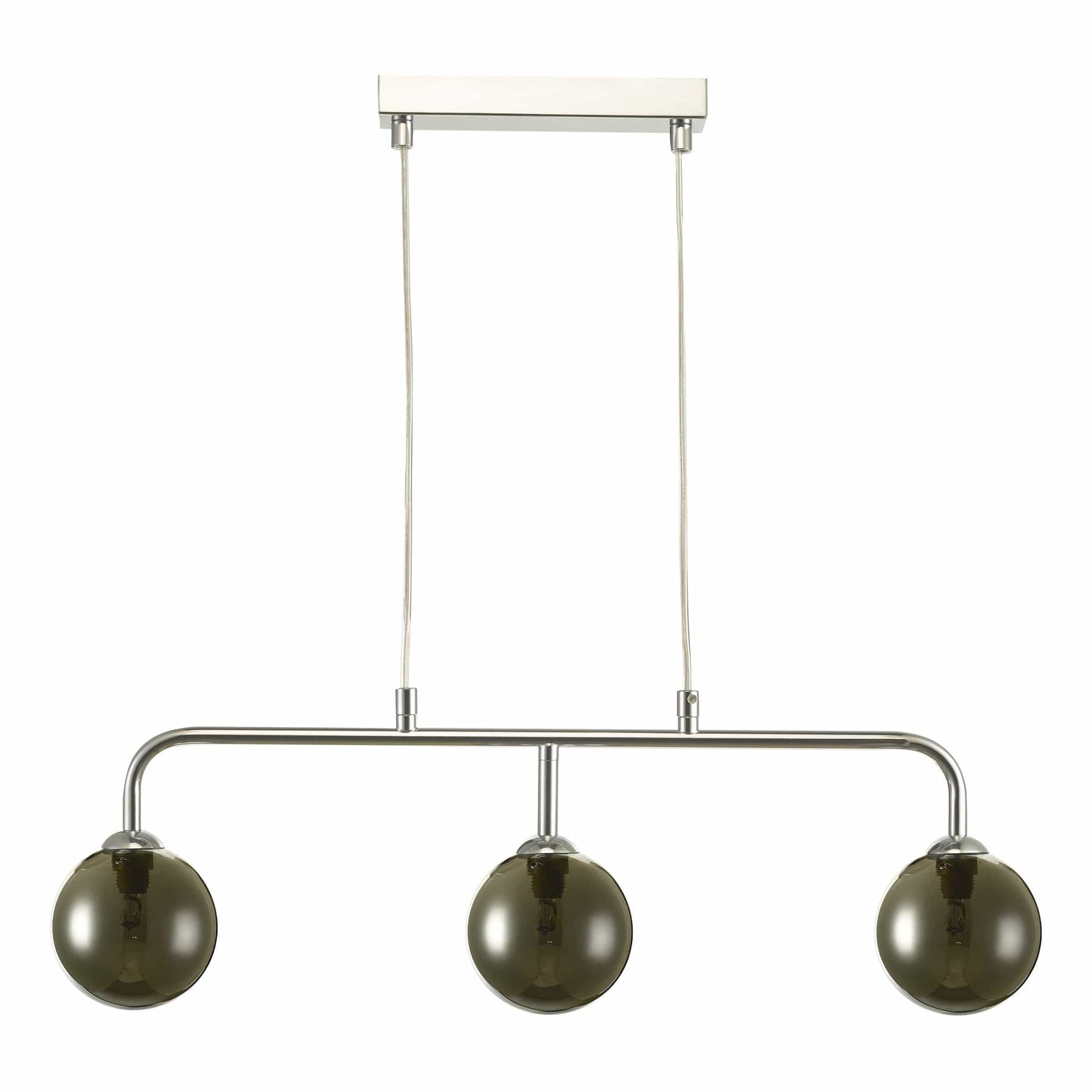 dar lighting Feya 3 Light Bar Pendant Polished Chrome Smoked Glass FEY6250-01