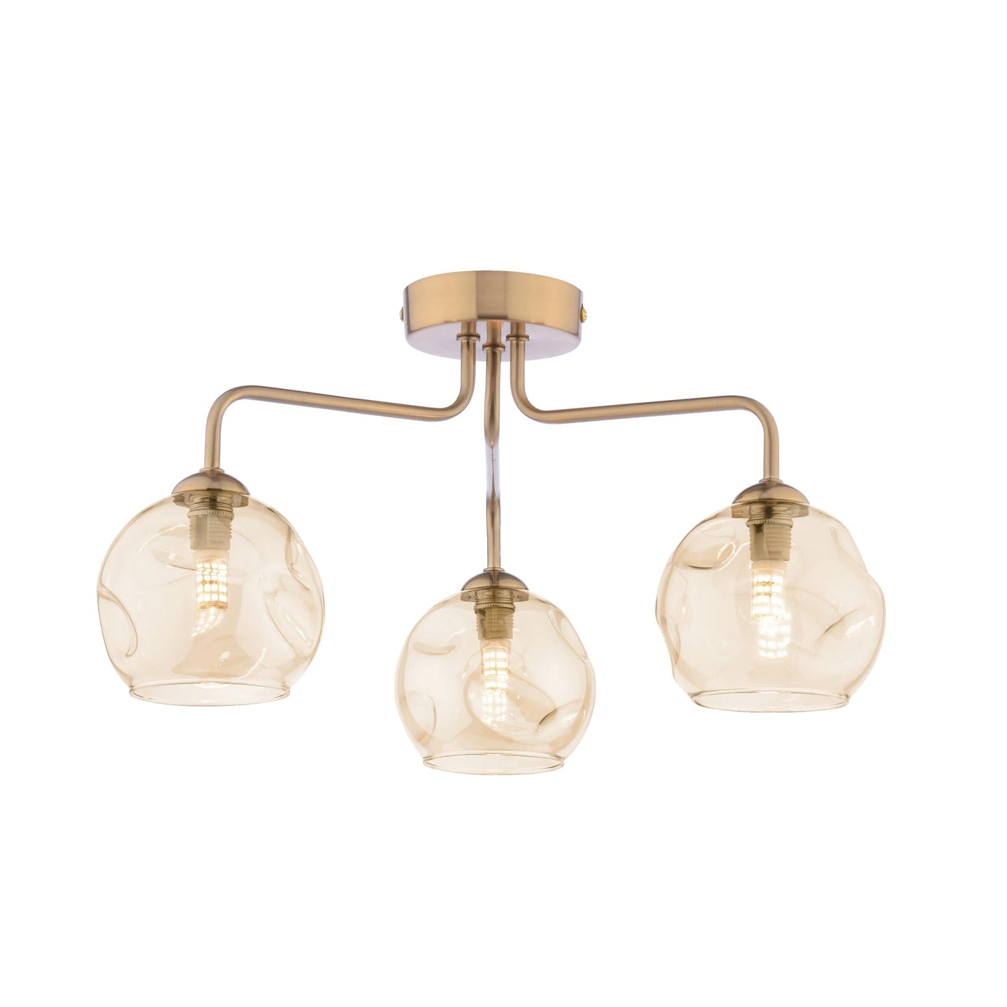 dar lighting Feya 3 Light Semi-Flush Antique Bronze & Champagne Dimpled Glass FEY0363-16