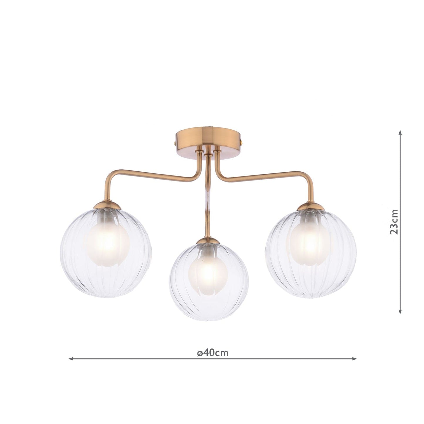 dar lighting Feya 3 Light Semi-Flush Antique Bronze & Clear/Opal Glass FEY0363-20