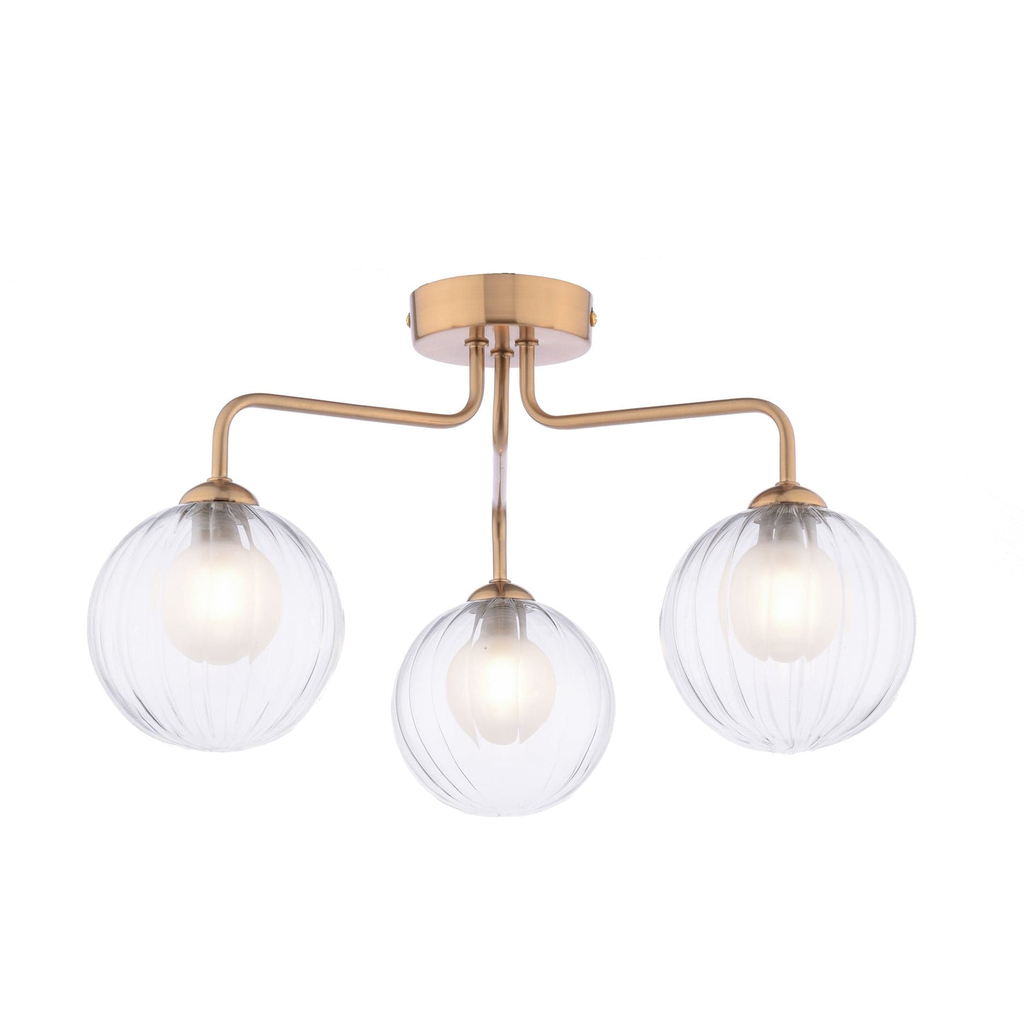 dar lighting Feya 3 Light Semi-Flush Antique Bronze & Clear/Opal Glass FEY0363-20