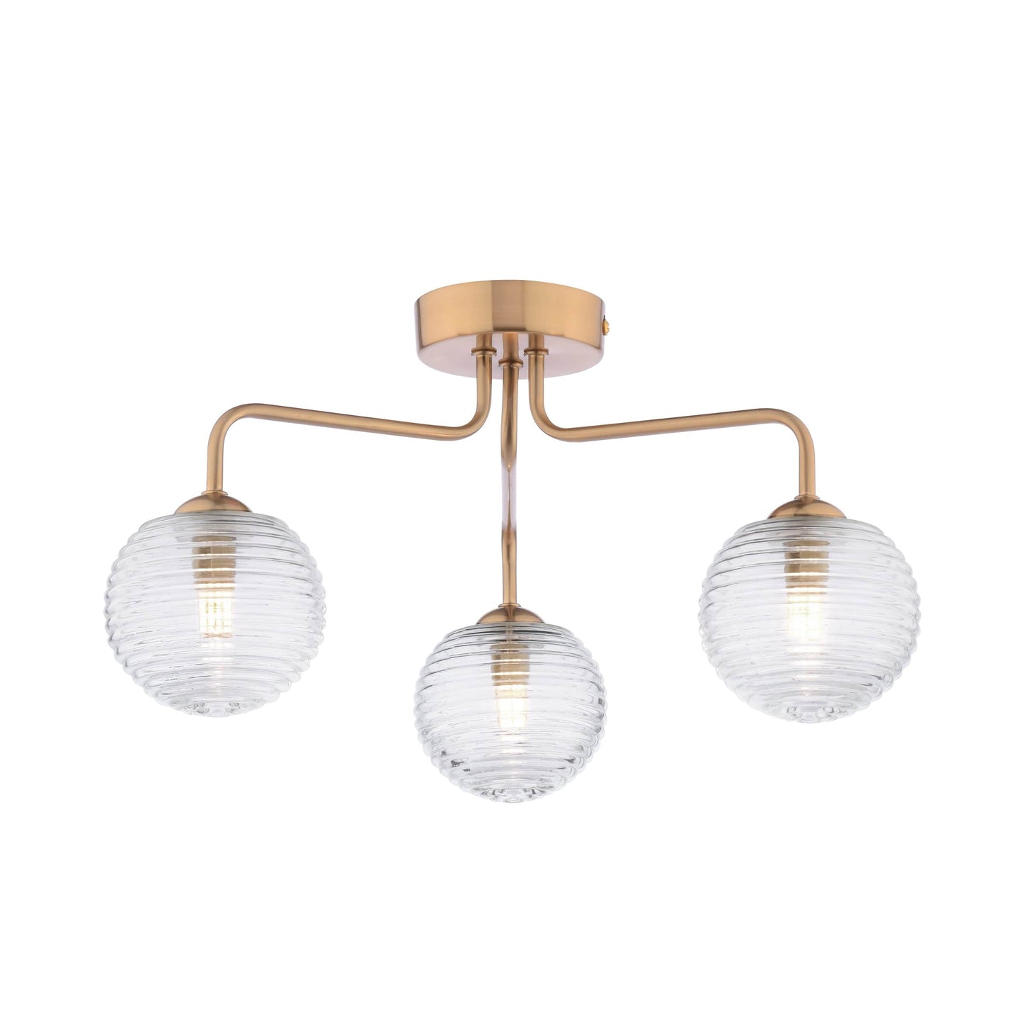 dar lighting Feya 3 Light Semi-Flush Antique Bronze & Ribbed Glass FEY0363-08