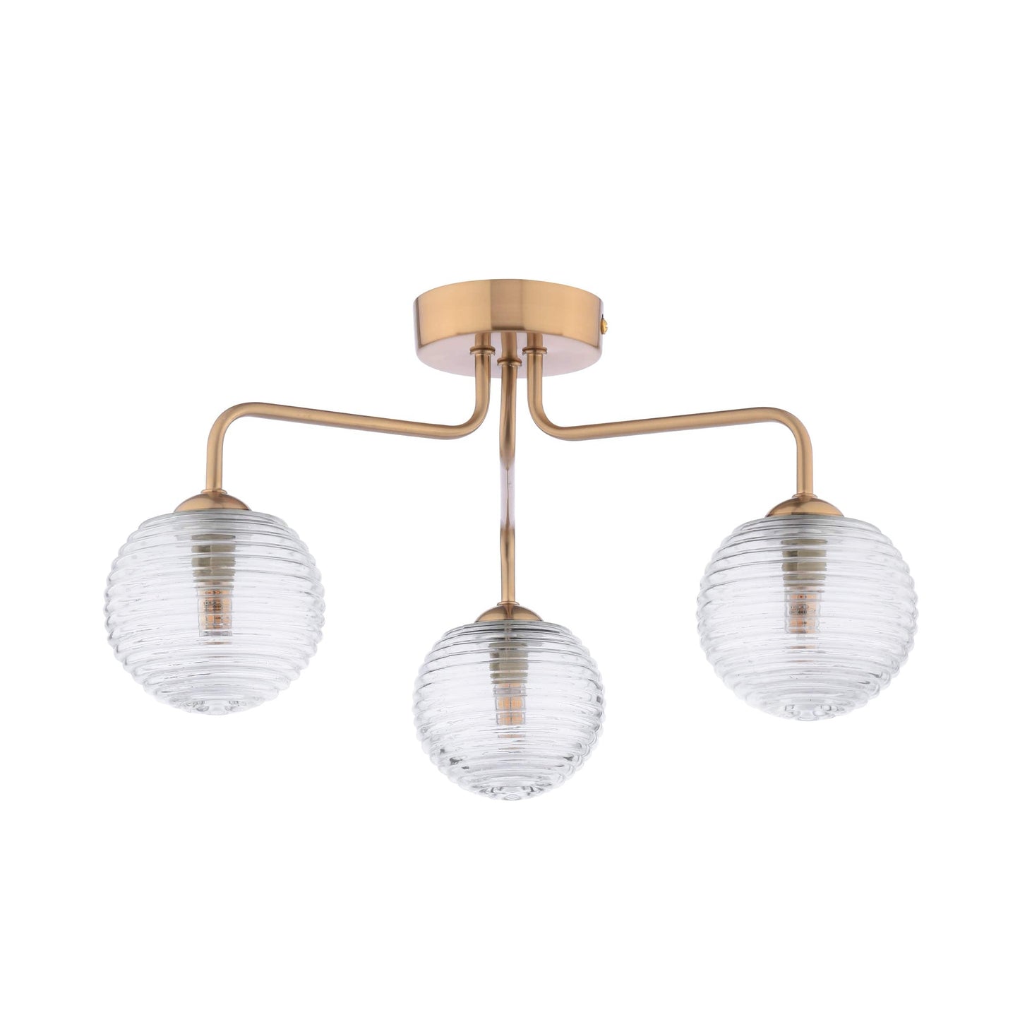 dar lighting Feya 3 Light Semi-Flush Antique Bronze & Ribbed Glass FEY0363-08