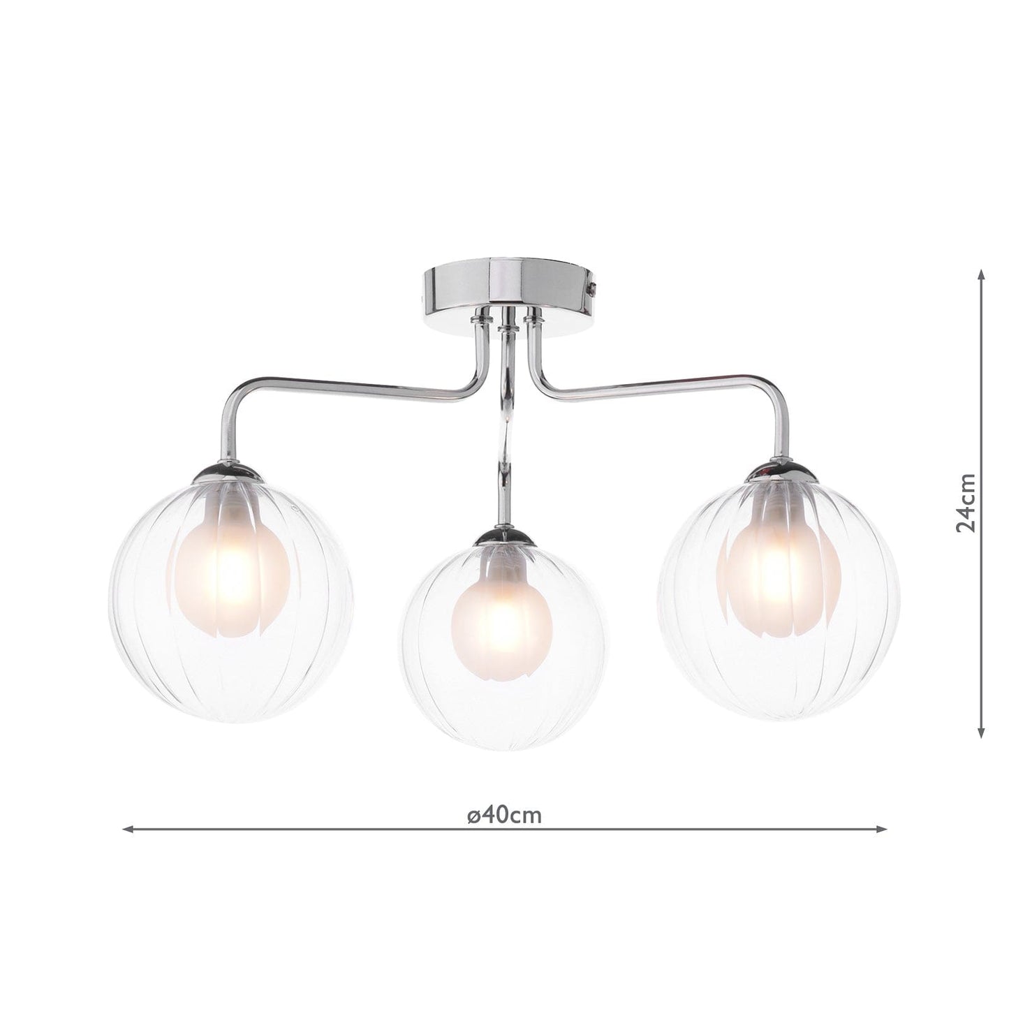 dar lighting Feya 3 Light Semi-Flush Polished Chrome & Clear/Opal Glass FEY0350-20