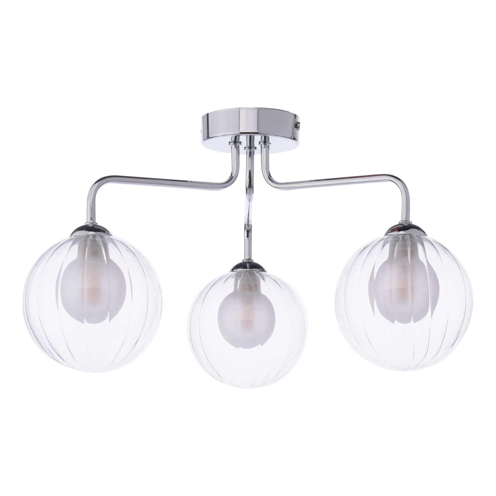 dar lighting Feya 3 Light Semi-Flush Polished Chrome & Clear/Opal Glass FEY0350-20