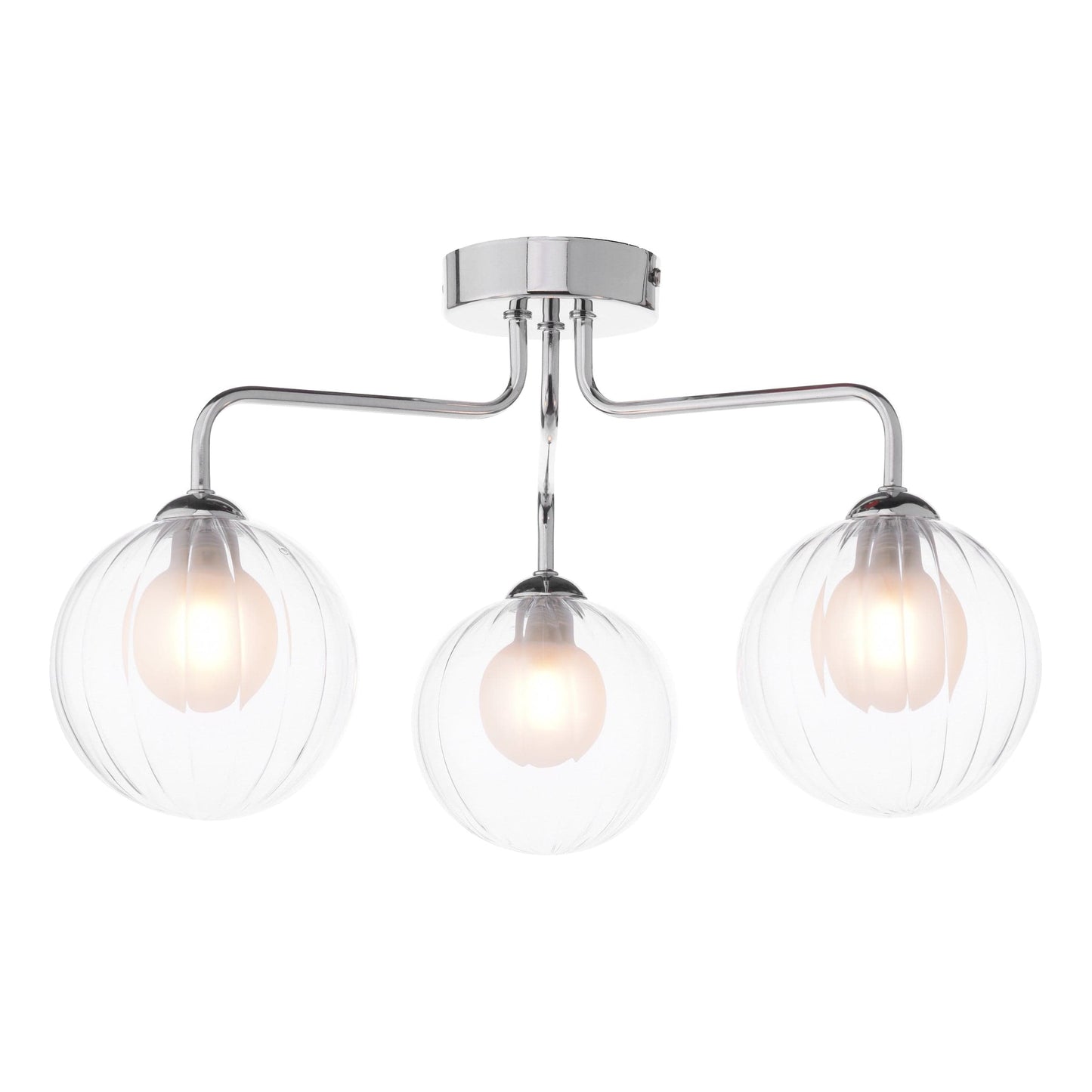 dar lighting Feya 3 Light Semi-Flush Polished Chrome & Clear/Opal Glass FEY0350-20