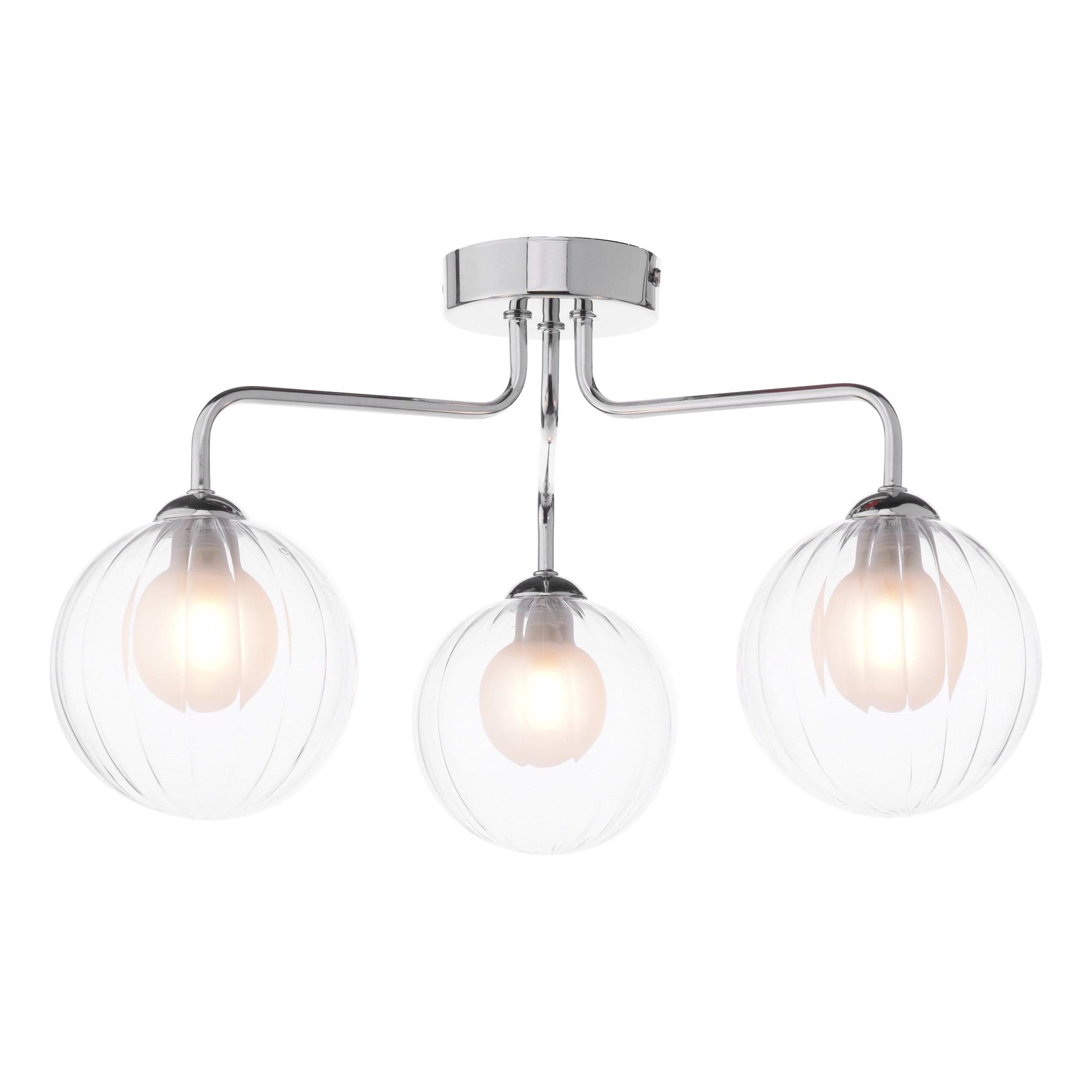 dar lighting Feya 3 Light Semi-Flush Polished Chrome & Clear/Opal Glass FEY0350-20