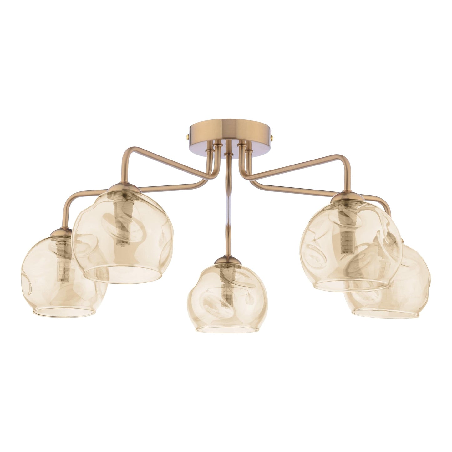 dar lighting Feya 5 Light Semi-Flush Antique Bronze & Champagne Dimpled Glass FEY0563-16