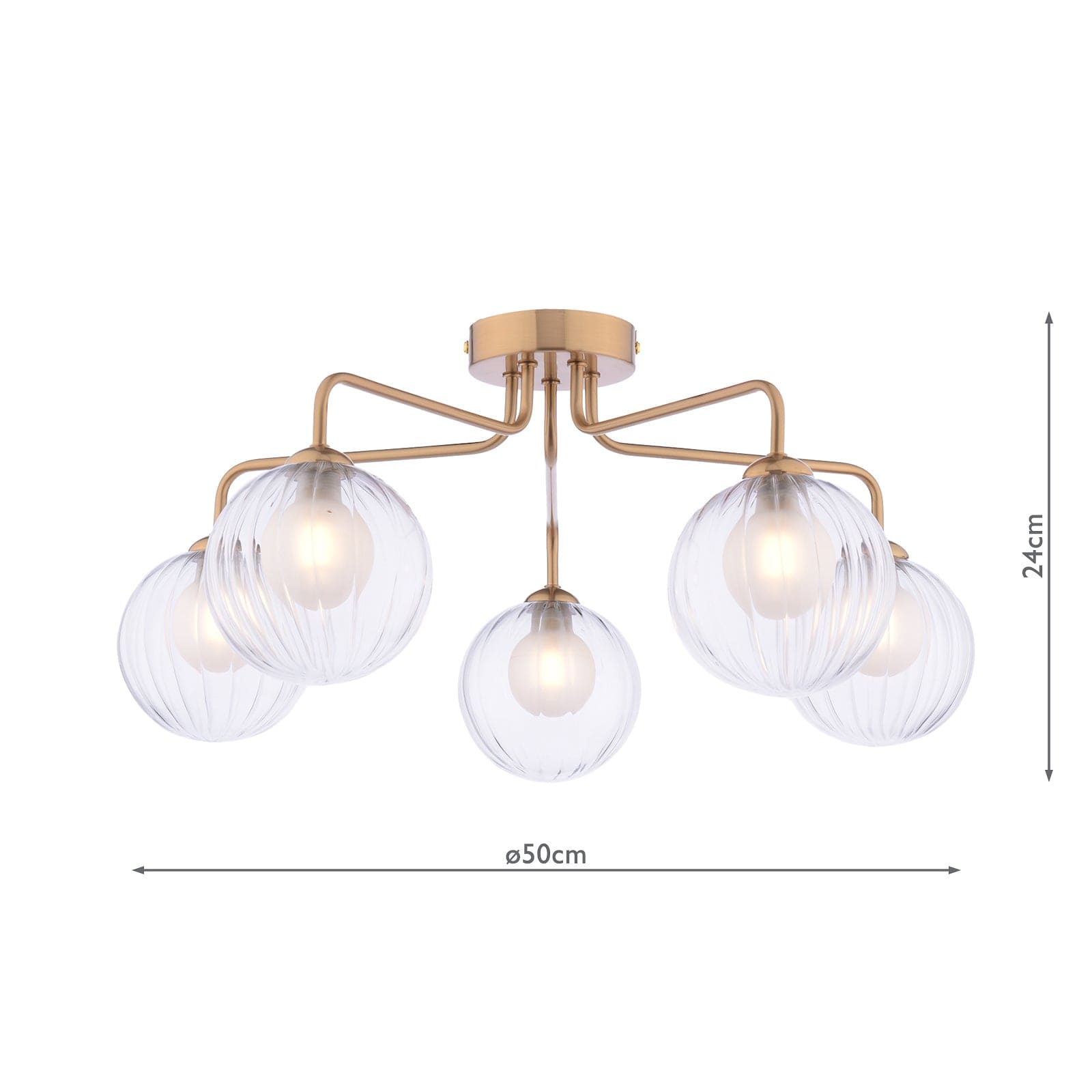 dar lighting Feya 5 Light Semi-Flush Antique Bronze & Clear/Opal Glass FEY0563-20