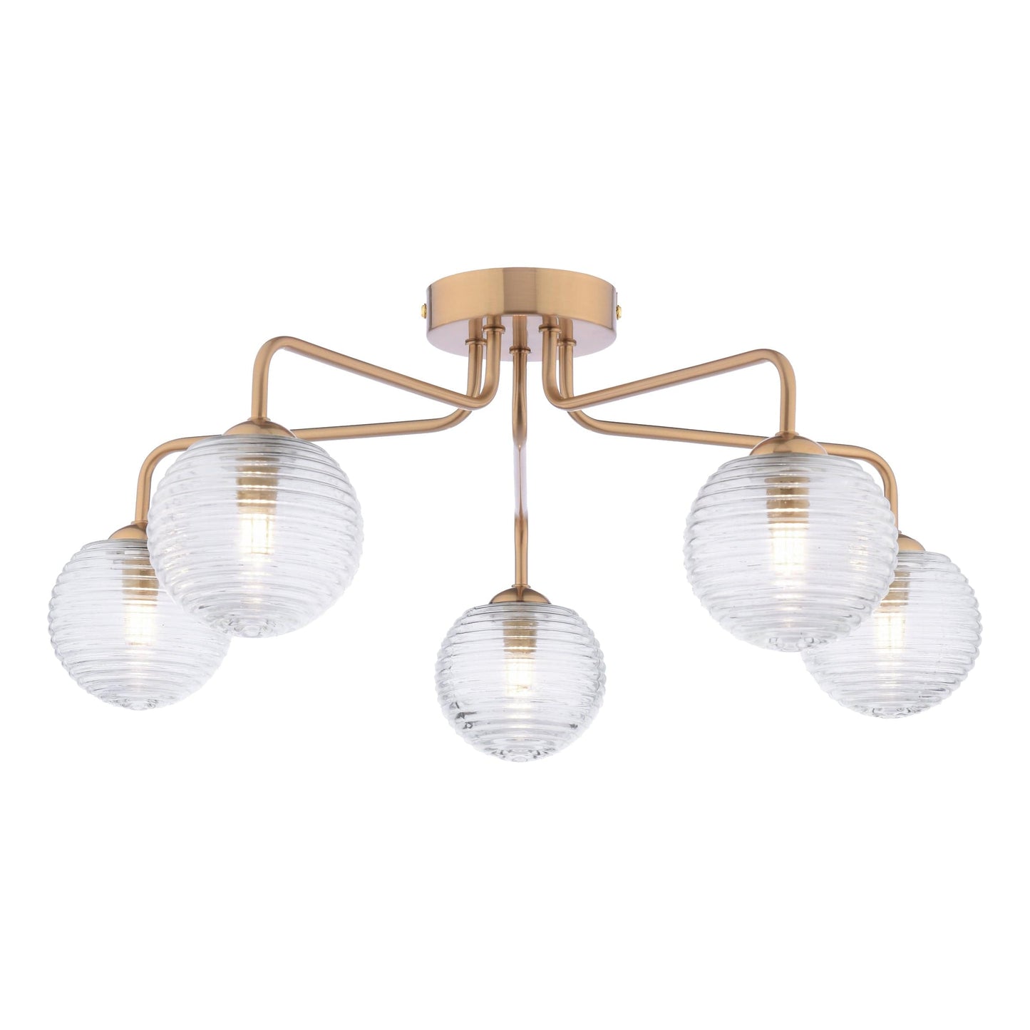 dar lighting Feya 5 Light Semi-Flush Antique Bronze & Ribbed Glass FEY0563-08