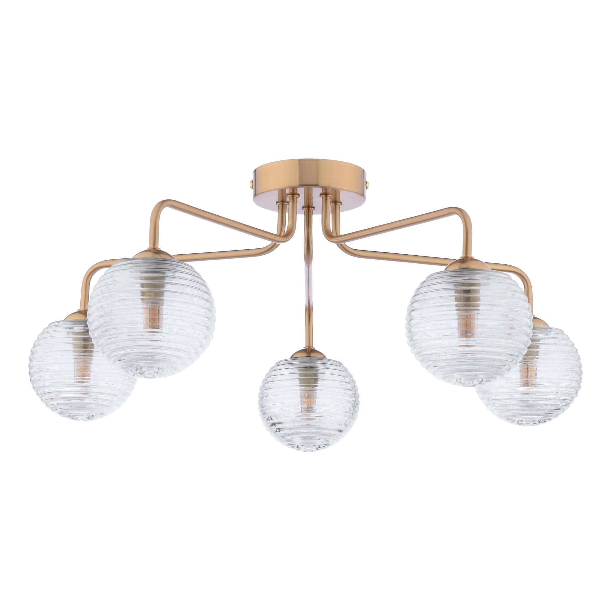 dar lighting Feya 5 Light Semi-Flush Antique Bronze & Ribbed Glass FEY0563-08