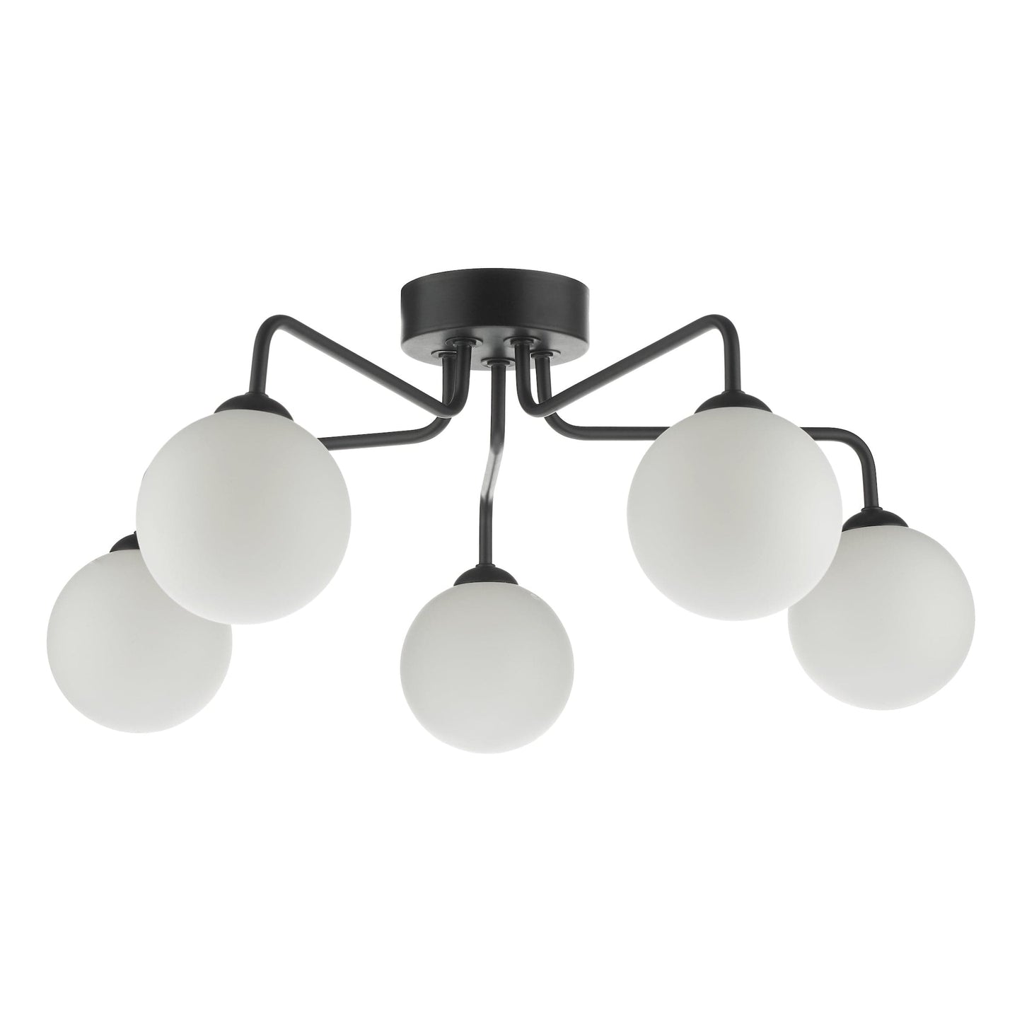 dar lighting Feya 5 Light Semi Flush Matt Black Opal Glass FEY0522-02