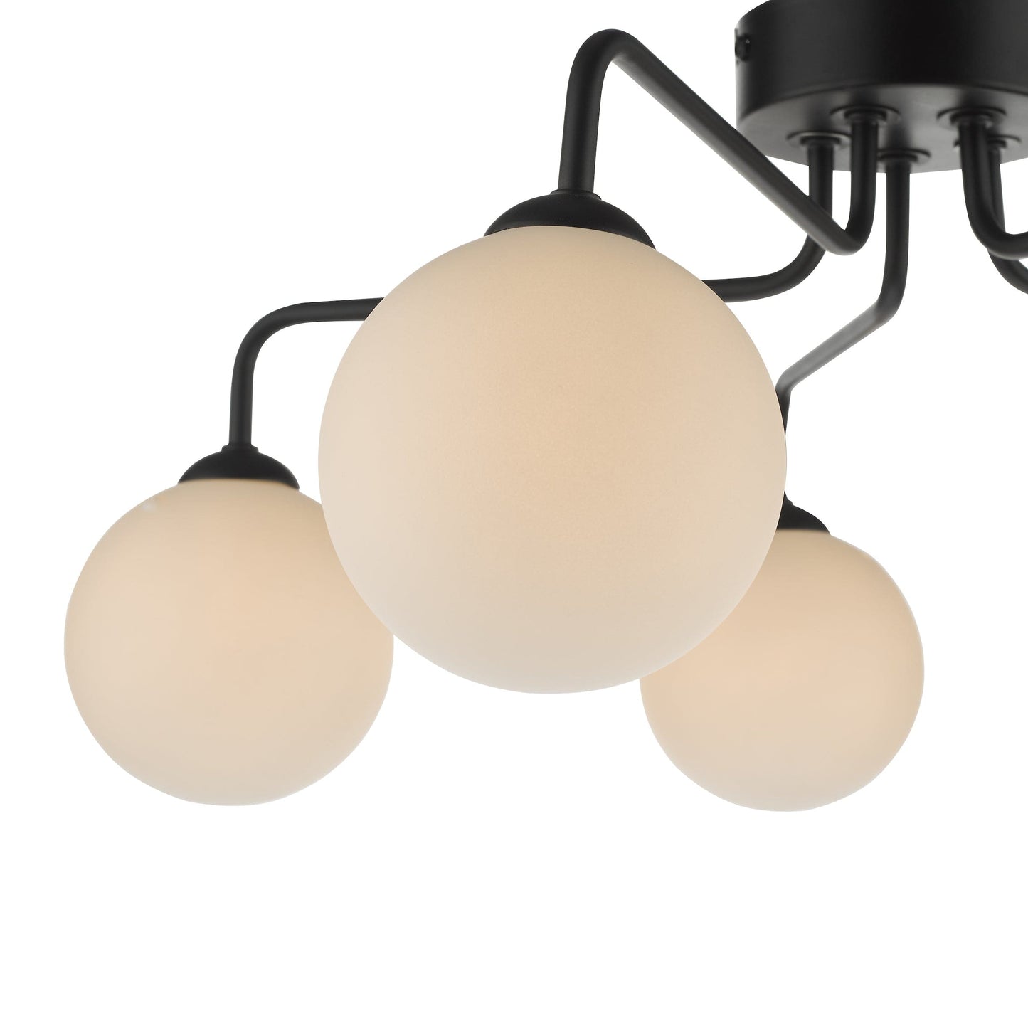 dar lighting Feya 5 Light Semi Flush Matt Black Opal Glass FEY0522-02