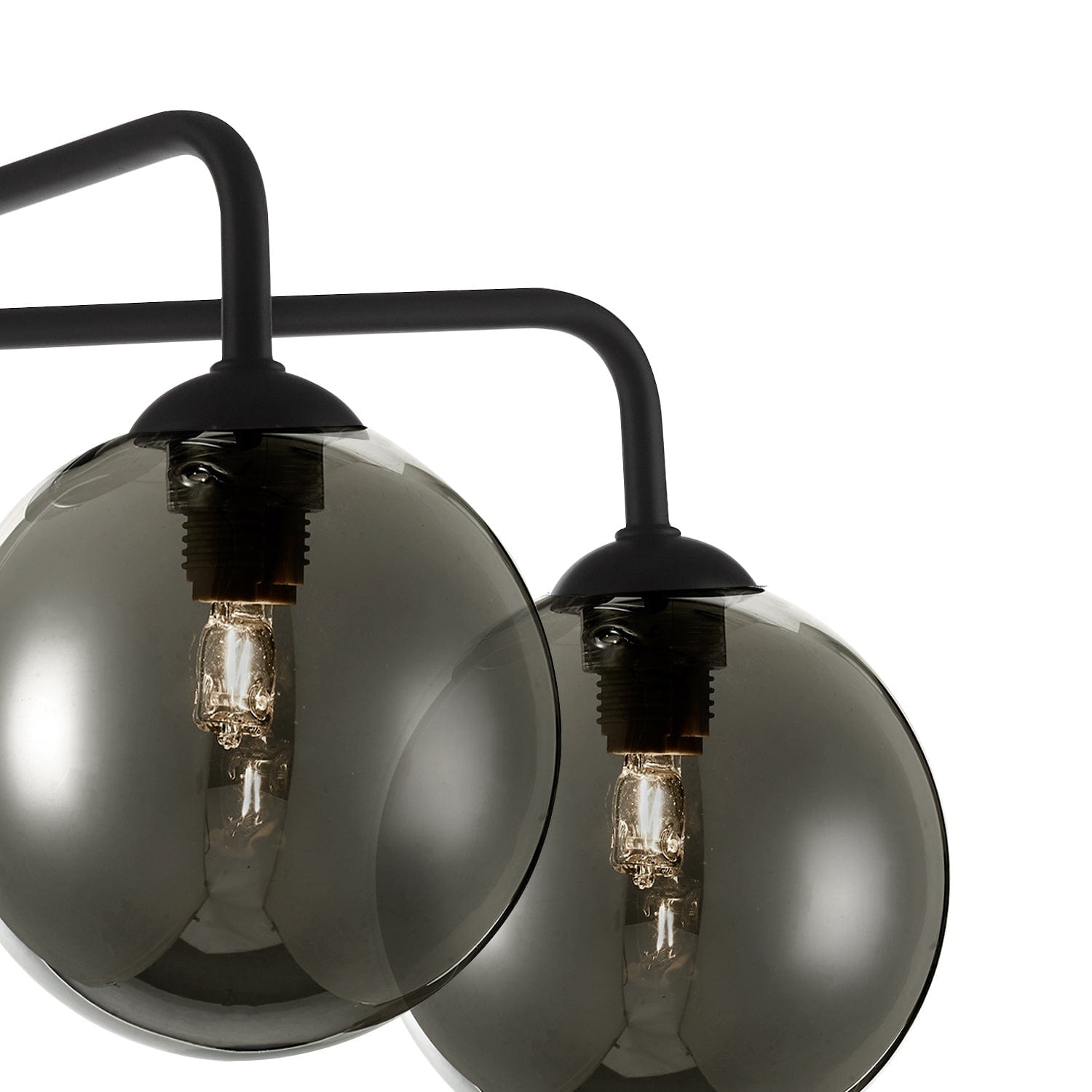 dar lighting Feya 5 Light Semi Flush Matt Black Smoked Glass FEY0522-01