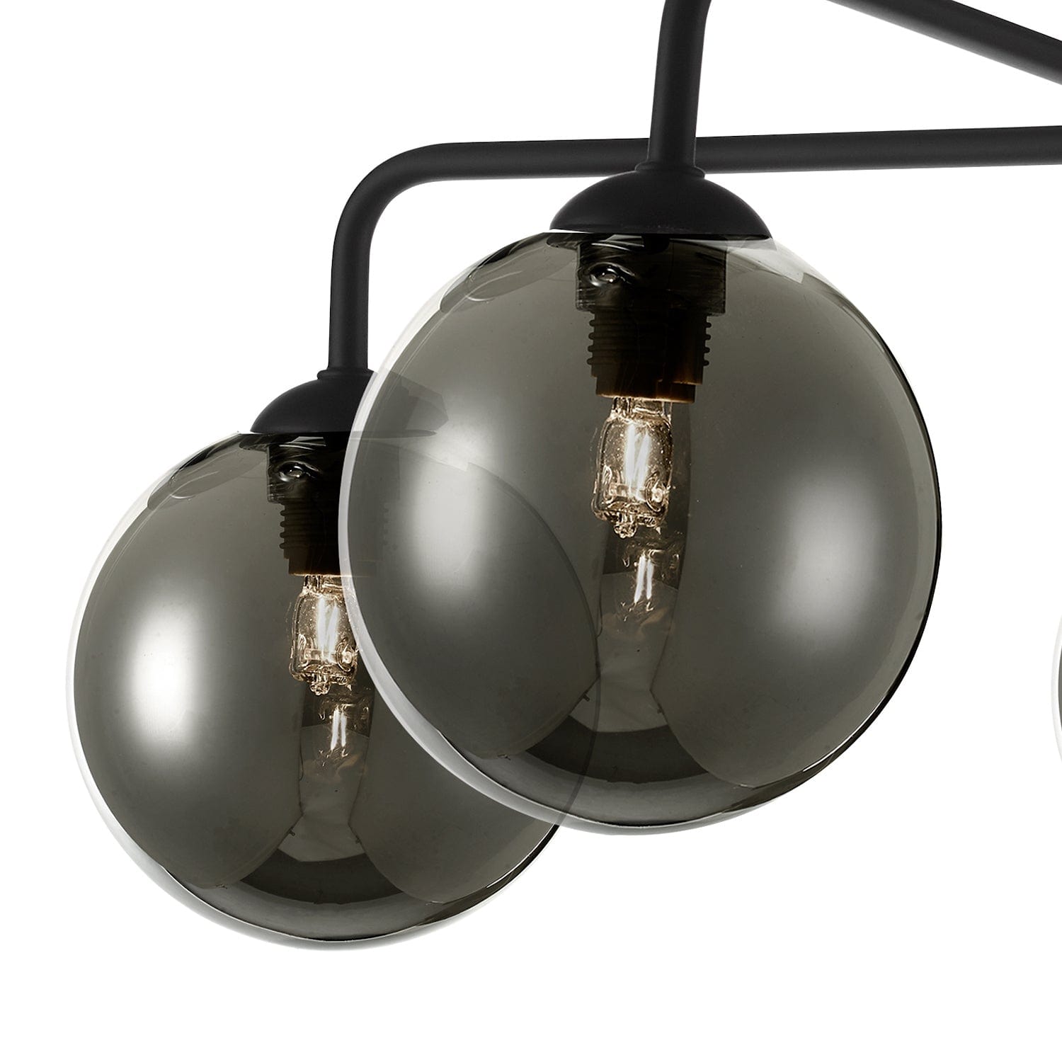 dar lighting Feya 5 Light Semi Flush Matt Black Smoked Glass FEY0522-01