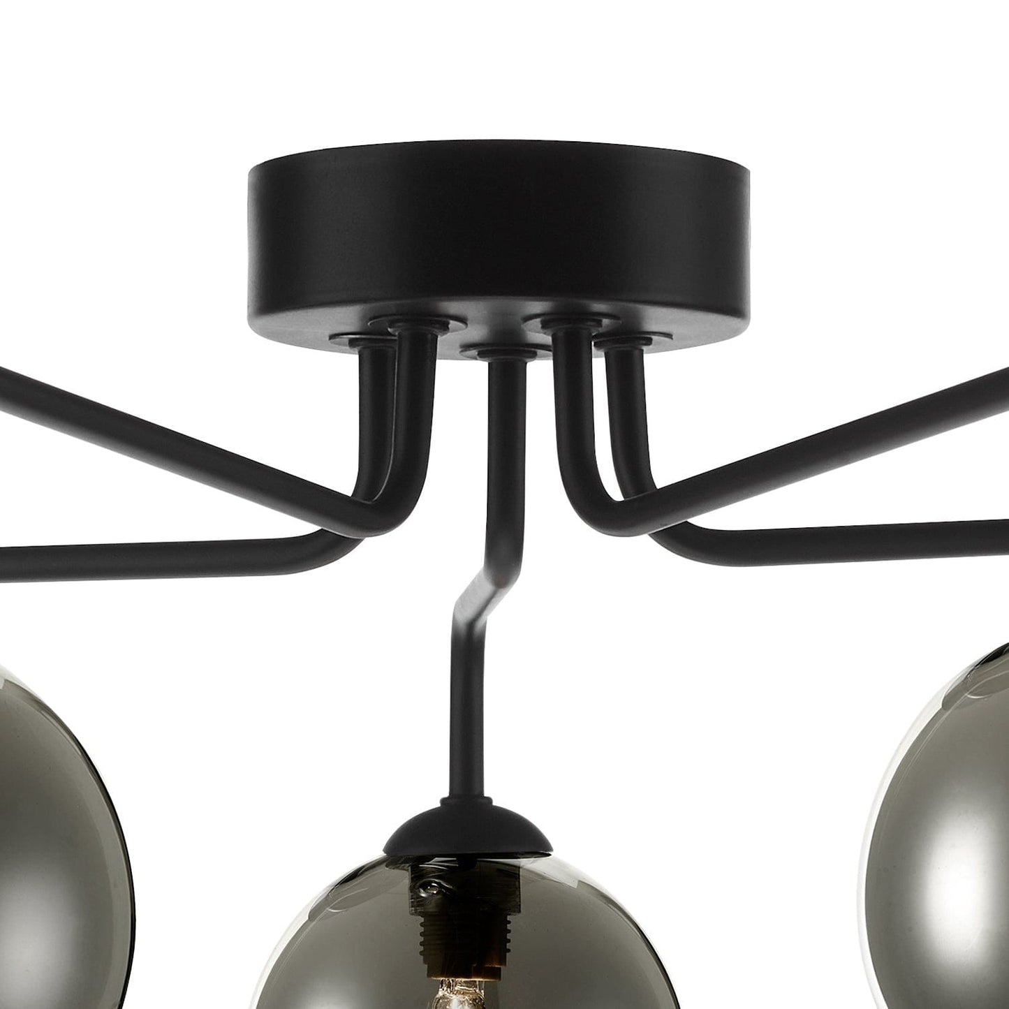 dar lighting Feya 5 Light Semi Flush Matt Black Smoked Glass FEY0522-01