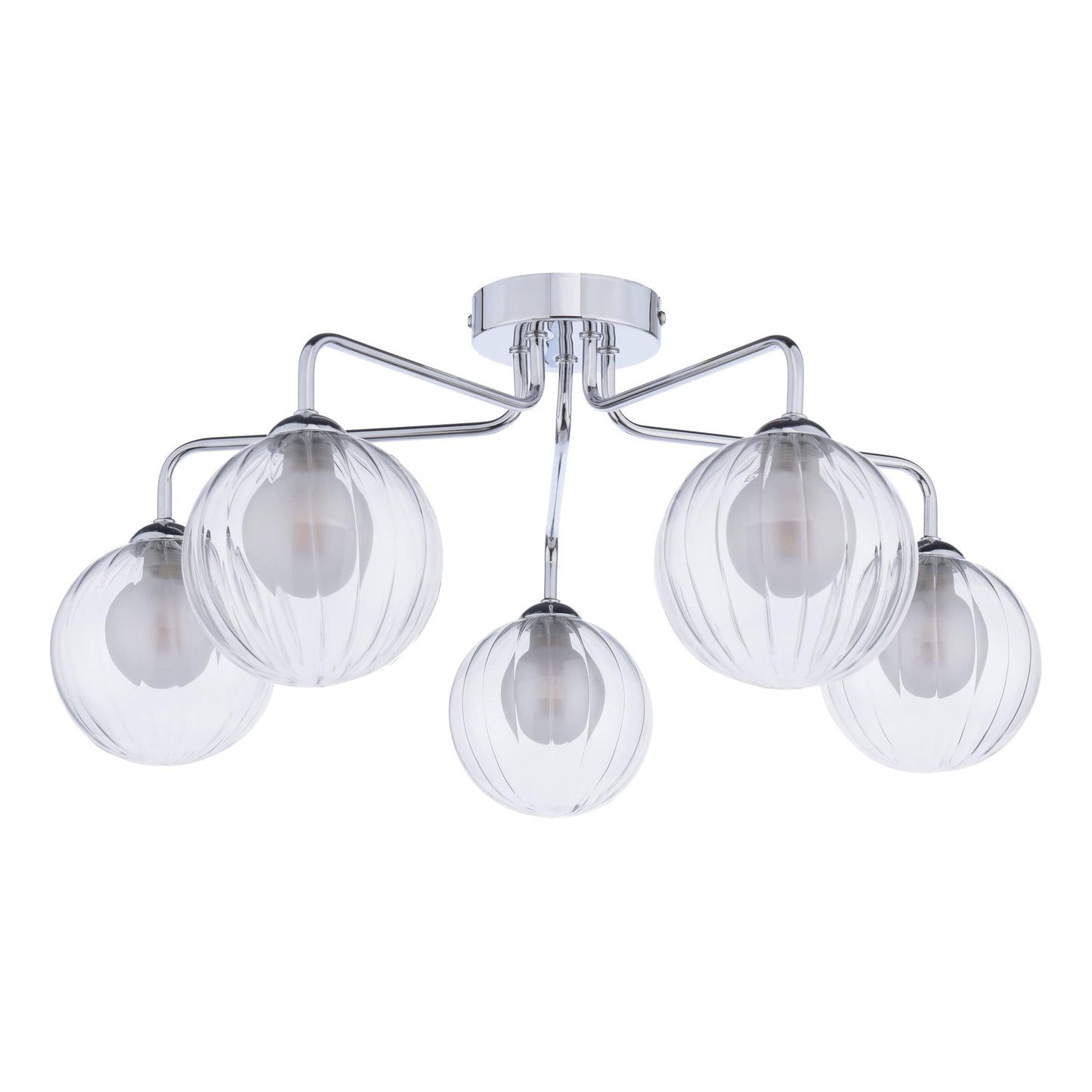 dar lighting Feya 5 Light Semi-Flush Polished Chrome & Clear/Opal Glass FEY0550-20