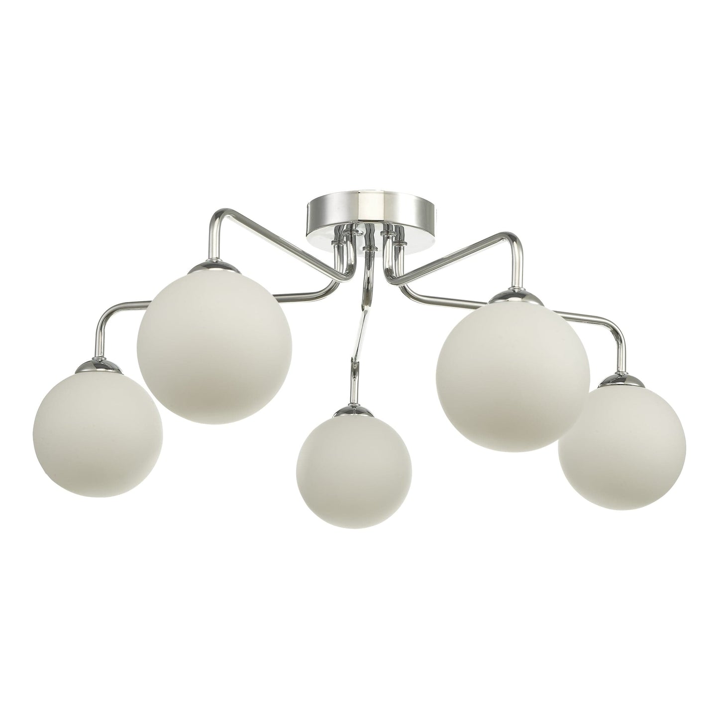 dar lighting Feya 5 Light Semi Flush Polished Chrome Opal Glass FEY0550-02