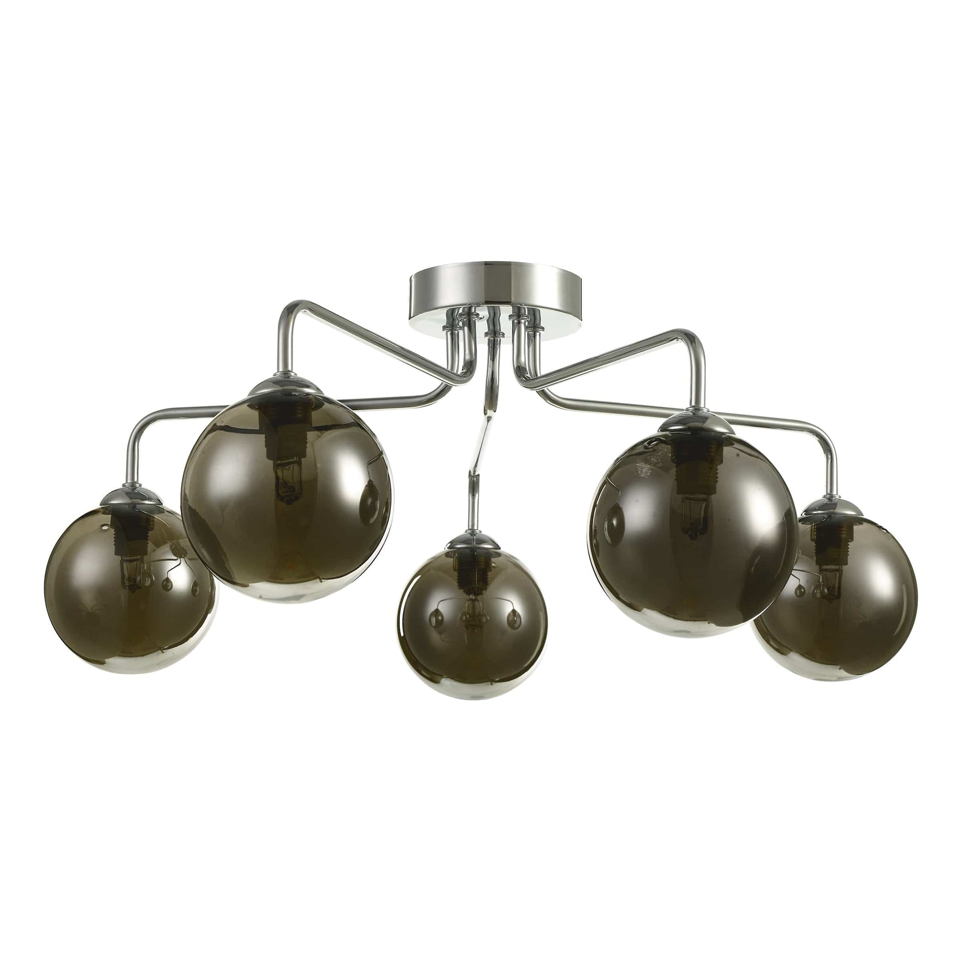 dar lighting Feya 5 Light Semi Flush Polished Chrome Smoked Glass FEY0550-01